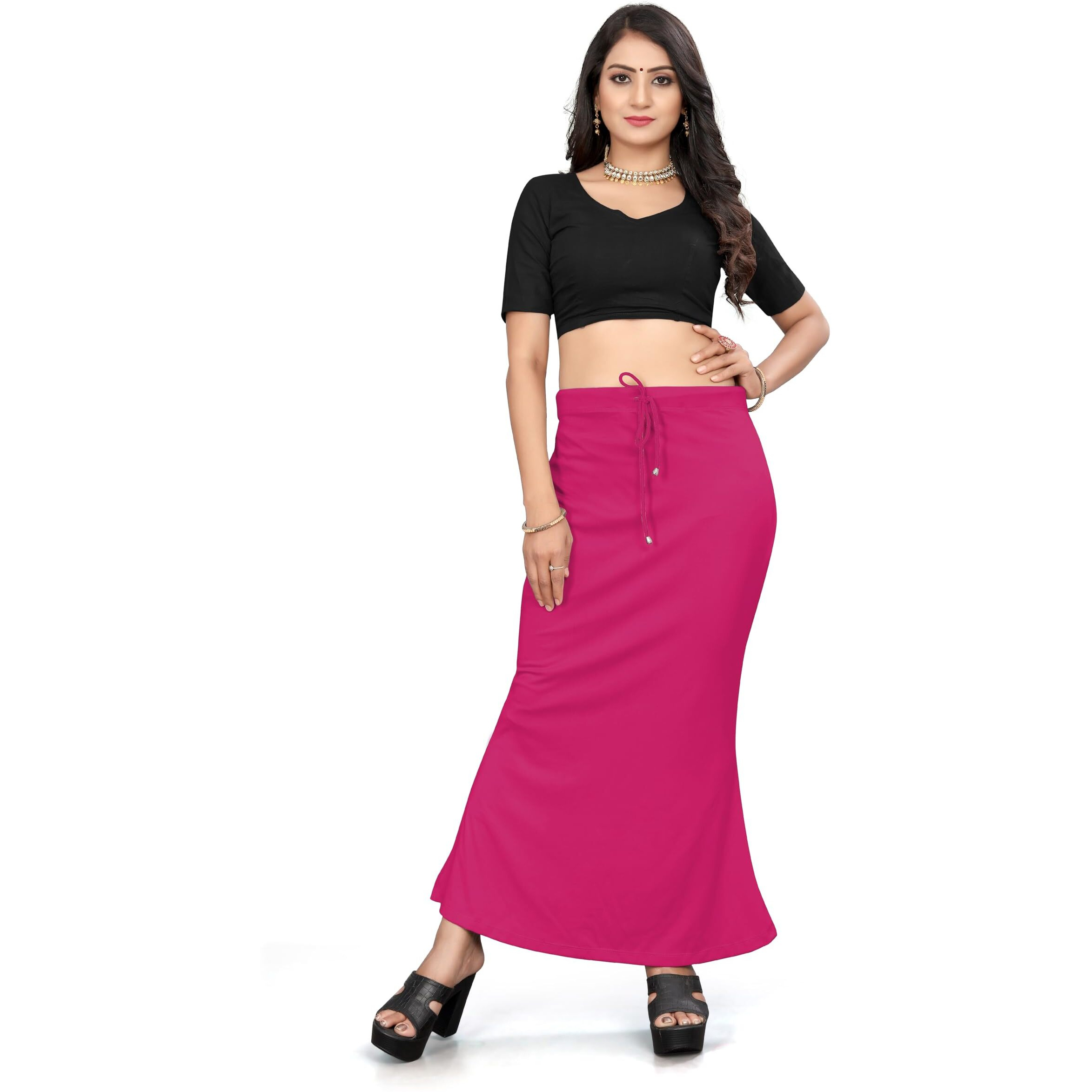 Yashika Present Lycra Saree Shapewear Petticoat for Women||Straight Fit Petticoat Saree Silhouette Shape Wear Dress for Saree|| AZ-YS-OG-Shaper Cherry-M