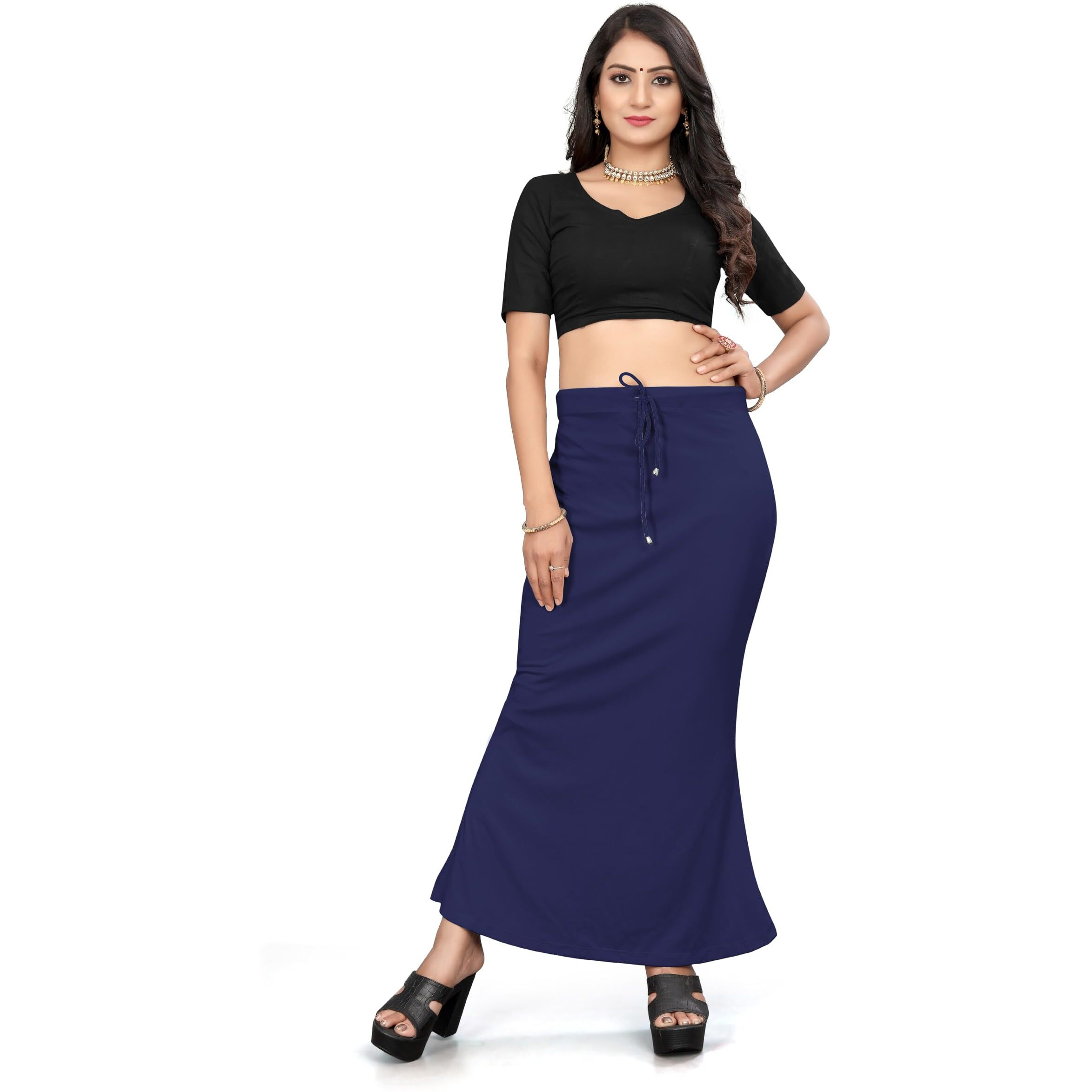 Yashika Present Lycra Saree Shapewear Petticoat for Women||Straight Fit Petticoat Saree Silhouette Shape Wear Dress for Saree|| AZ-YS-OG-Shaper Navy BLUE-3XL