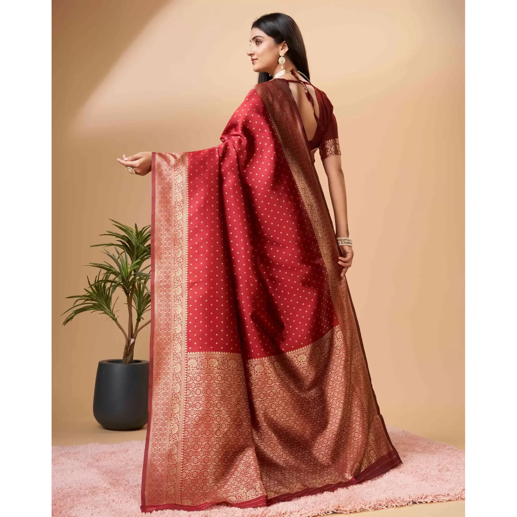 Sugathari Womens Banarasi Saree Pure Kanjivaram Silk Saree (SAM PARI-113 MAROON)