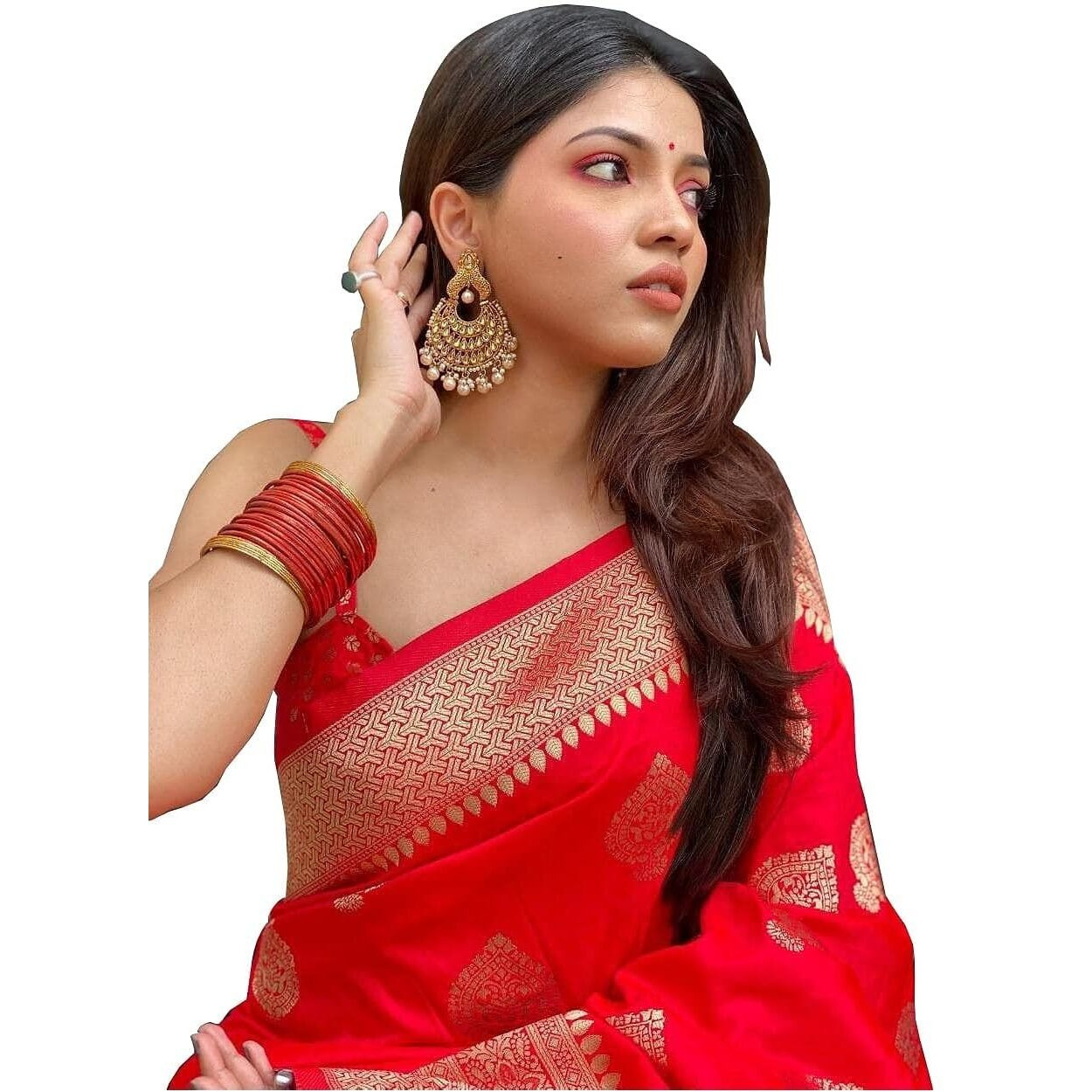 Yashika Womens Trendy Banarasi Kanjivaram Red Color Saree with Blouse Material(AZ-YS-P1-SAKINA RED)