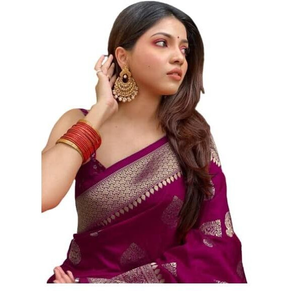 Yashika Womens Trendy Banarasi Kanjivaram Purple Color Saree with Blouse Material(AZ-YS-P1-SAKINA PURPLE)