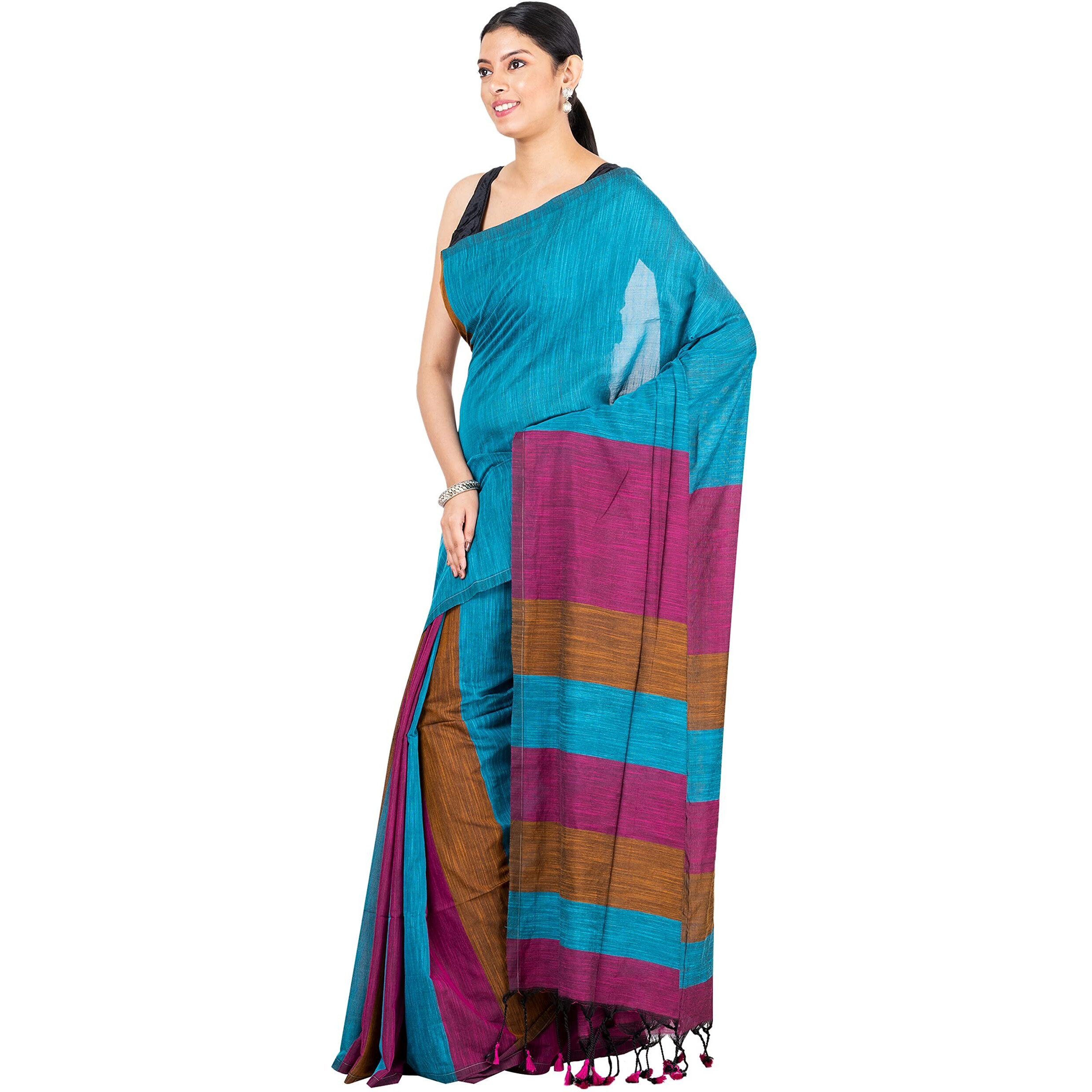 DURGA HANDLOOMS Pure Cotton Handloom Saree, DH476A4 (Sea Green)