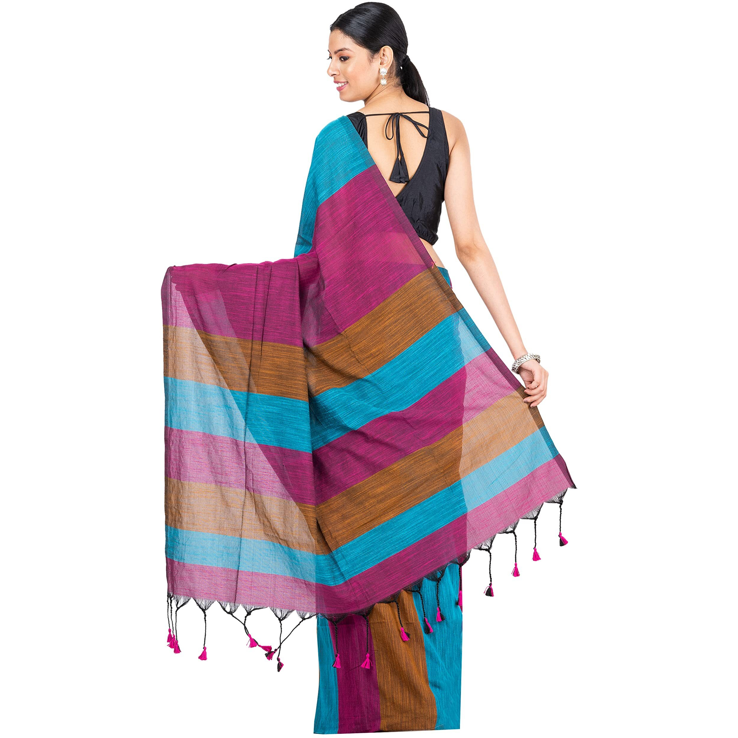 DURGA HANDLOOMS Pure Cotton Handloom Saree, DH476A4 (Sea Green)