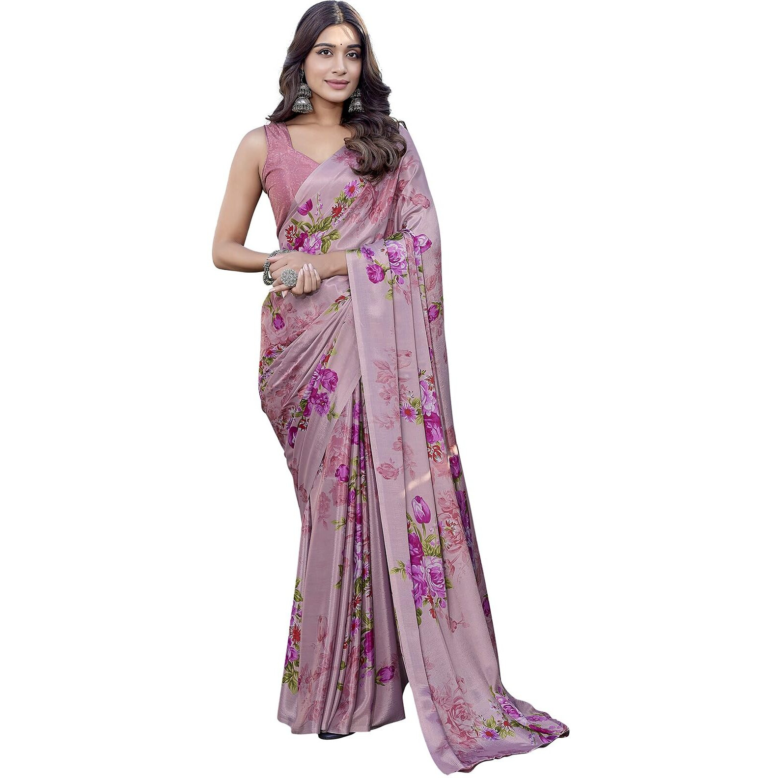 Yashika Womens Elegant Chiffon Saree Set with Blouse Piece - Elevate Your Style with This Trendy Ensemble (AZ-YS-P1-DIPTI PINK)