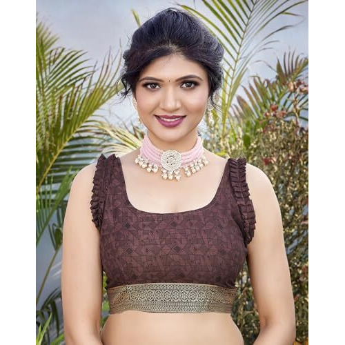 Yashika Woven Georgette Womens Saree (AZ-YS-P1-CHAYA-KIYARA-MAYA-ZUBIYA-Parent_Brown)
