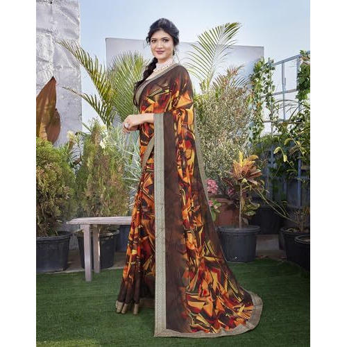 Yashika Woven Georgette Womens Saree (AZ-YS-P1-CHAYA-KIYARA-MAYA-ZUBIYA-Parent_Brown)