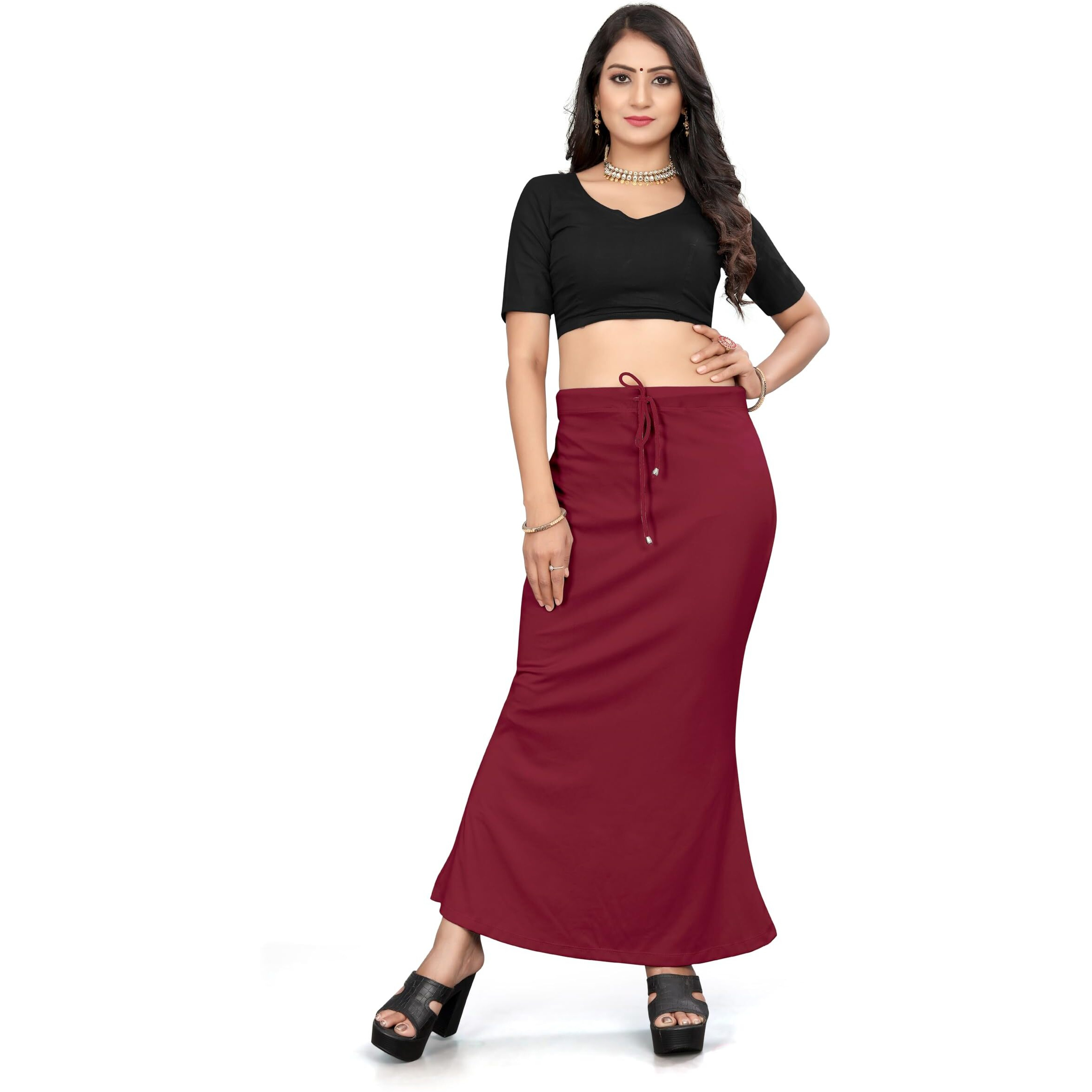 Yashika Present Lycra Saree Shapewear Petticoat for Women||Straight Fit Petticoat Saree Silhouette Shape Wear Dress for Saree|| AZ-YS-OG-Shaper Maroon-XXL