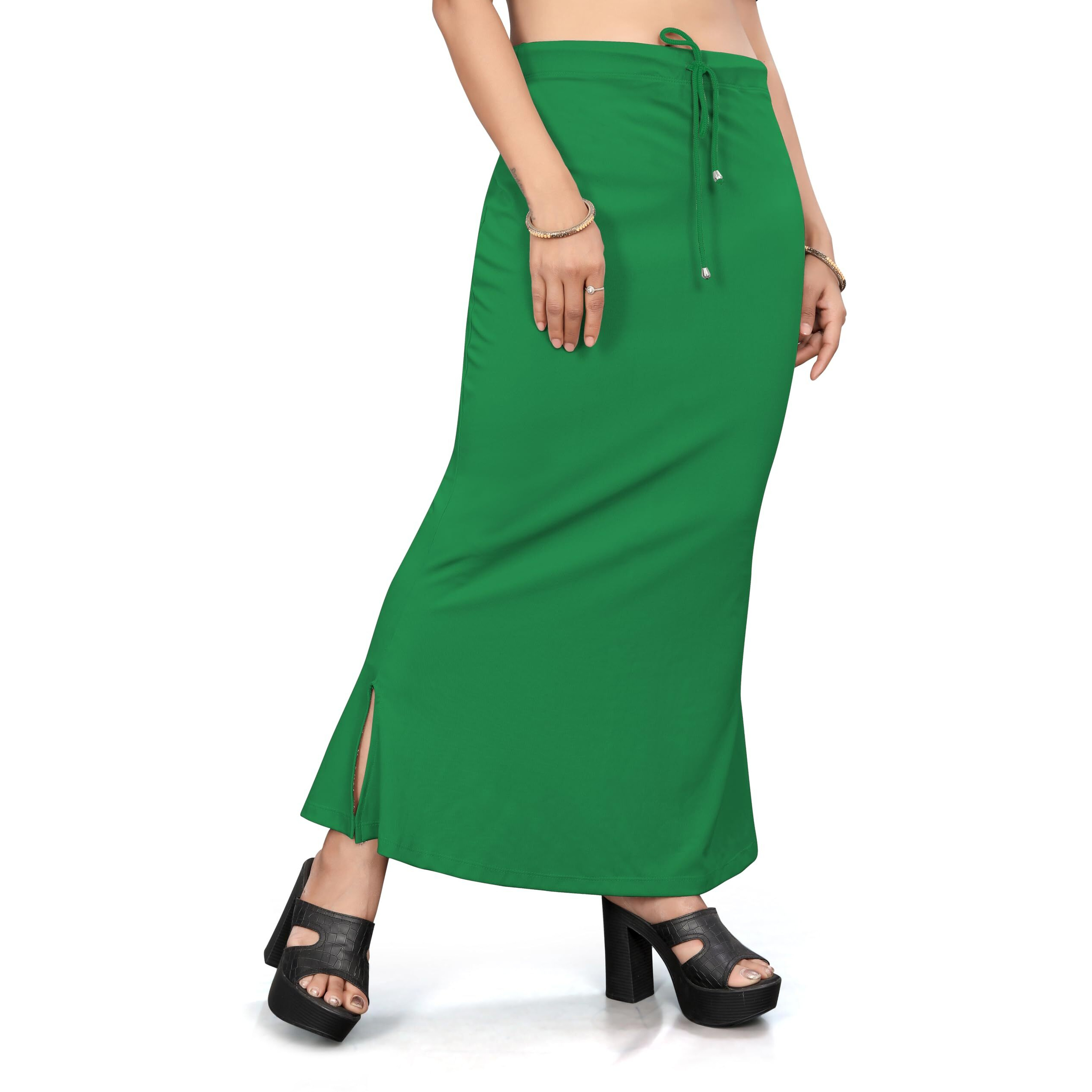 Yashika Present Lycra Saree Shapewear Petticoat for Women||Straight Fit Petticoat Saree Silhouette Shape Wear Dress for Saree|| AZ-YS-OG-Shaper Green-S