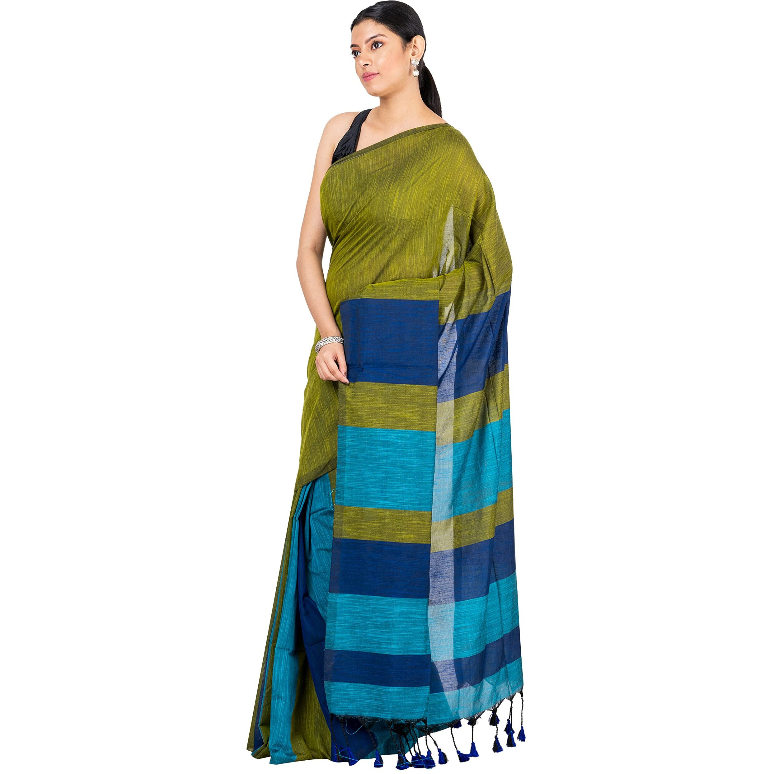 DURGA HANDLOOMS Womens Pure Cotton Handloom Saree, Dh476A4 (Green)