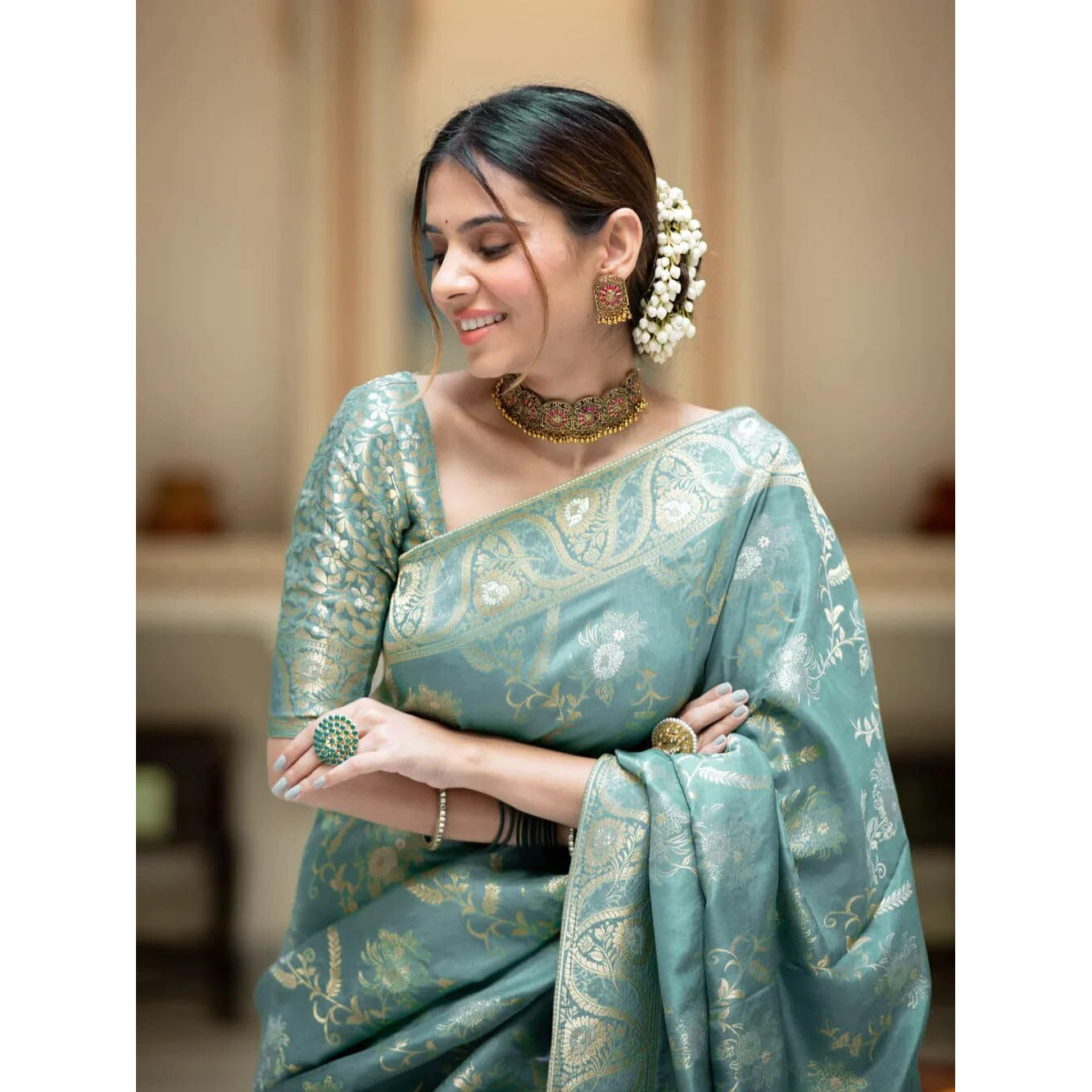 C J Enterprise Womens Pure Kanjivaram Silk Saree Soft Banarasi Design Wear Kanchipuram Pattu Sarees Party Latest Cotton With Blouse Piece for Wedding sadi new Sari 2024 2023 (Almari) (Sky Blue)