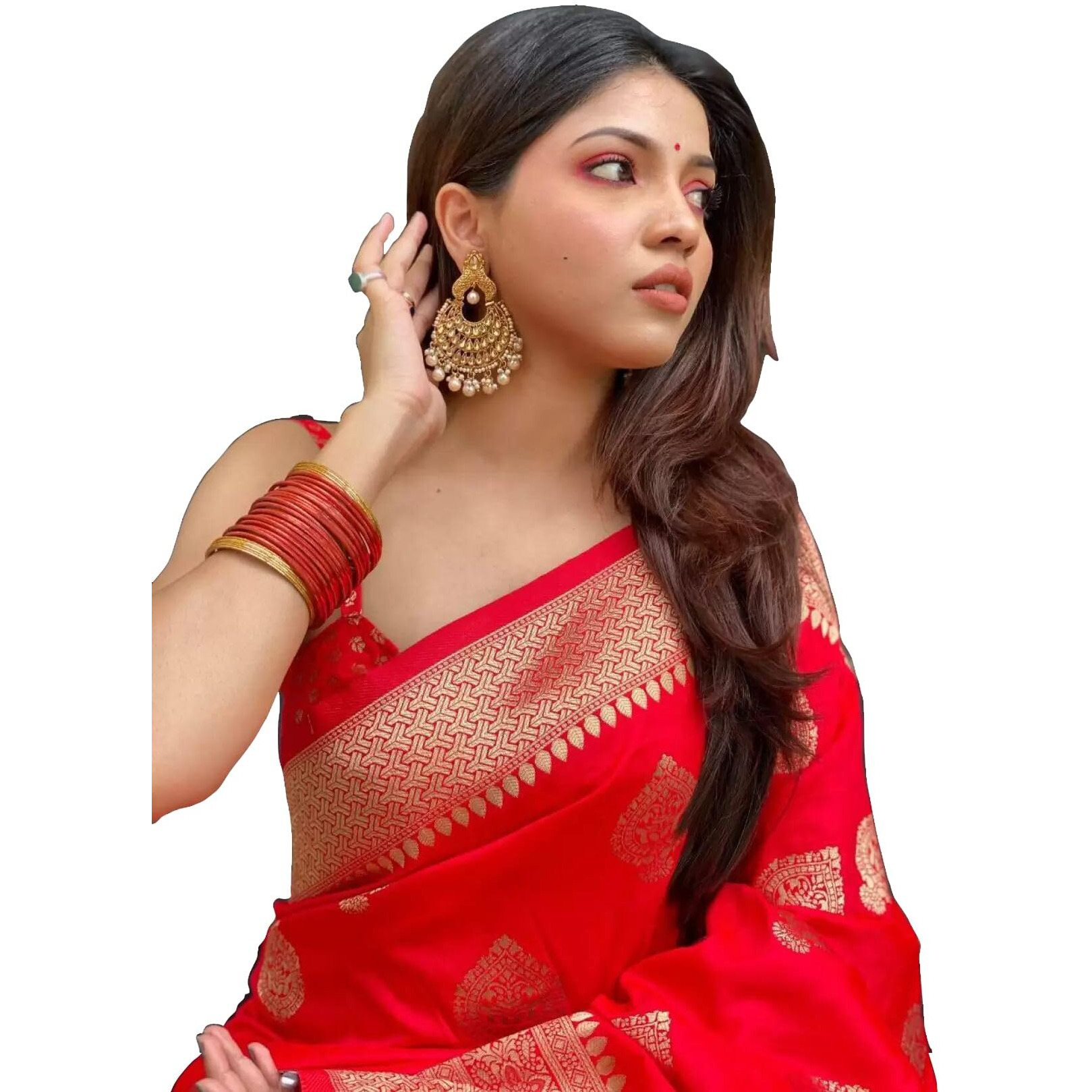 Sugathari Womens Banarasi Saree Pure Kanjivaram Silk Saree Soft new ladies 2023 Design Wear Pattu Sarees Latest Cotton Party Sari collections With Blouse Piece for Wedding sadi (PARI 122 RED)
