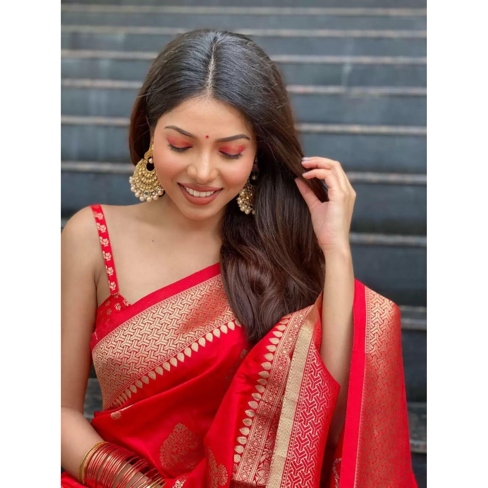 Sugathari Womens Banarasi Saree Pure Kanjivaram Silk Saree Soft new ladies 2023 Design Wear Pattu Sarees Latest Cotton Party Sari collections With Blouse Piece for Wedding sadi (PARI 122 RED)
