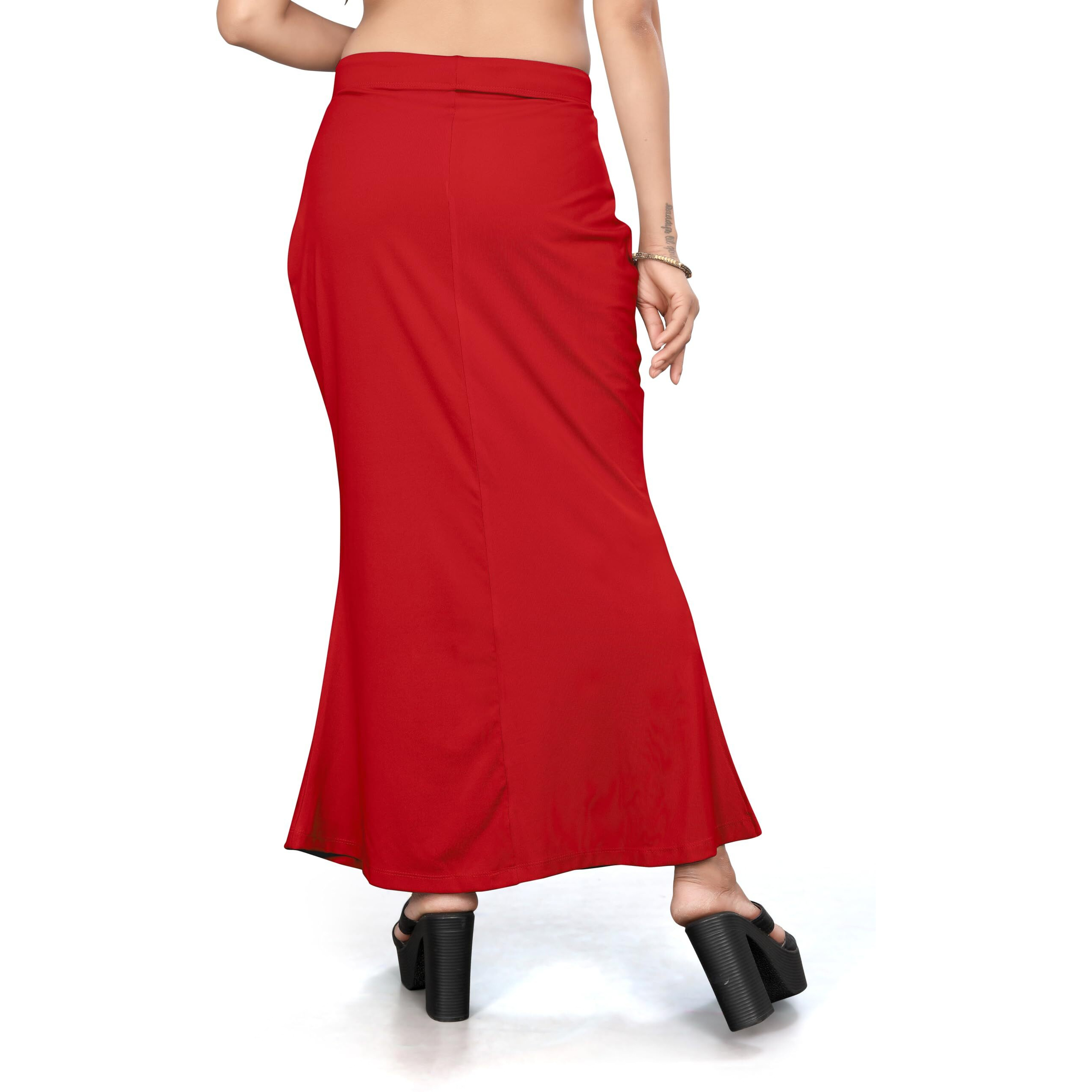 Yashika Present Lycra Saree Shapewear Petticoat for Women||Straight Fit Petticoat Saree Silhouette Shape Wear Dress for Saree|| AZ-YS-OG-Shaper RED-L
