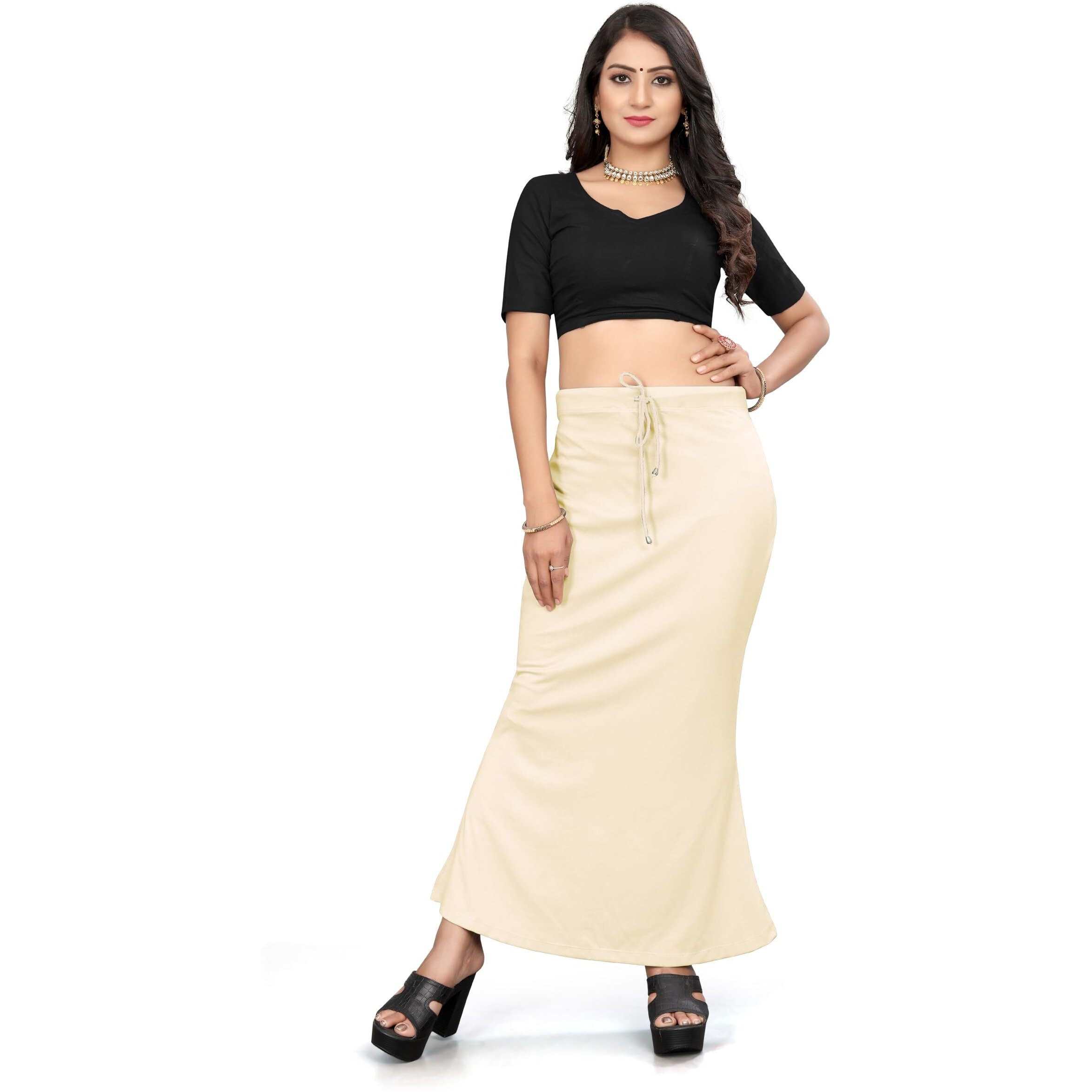 Yashika Present Lycra Saree Shapewear Petticoat for Women||Straight Fit Petticoat Saree Silhouette Shape Wear Dress for Saree|| AZ-YS-OG-Shaper Beige-M