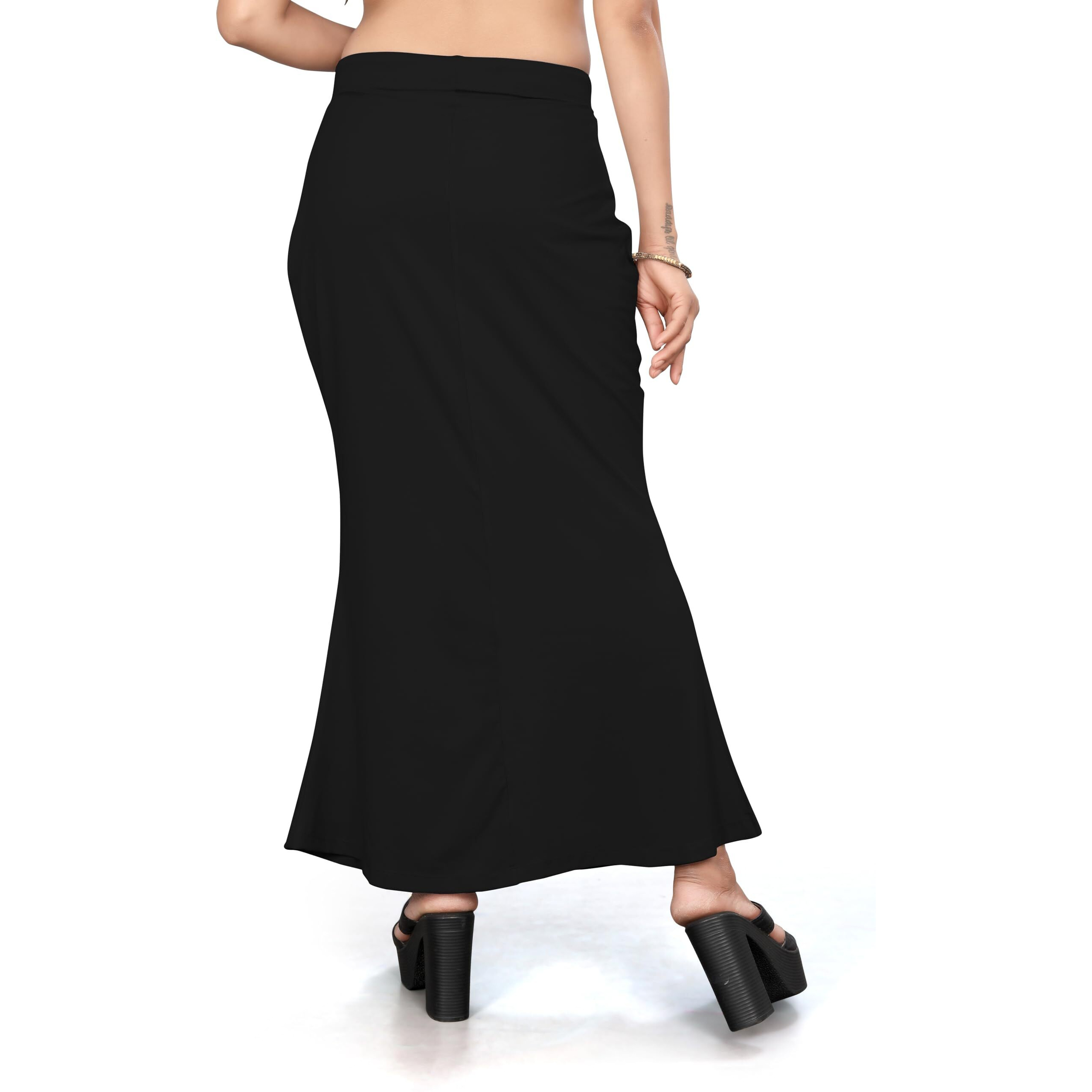 Yashika Present Lycra Saree Shapewear Petticoat for Women||Straight Fit Petticoat Saree Silhouette Shape Wear Dress for Saree|| AZ-YS-OG-Shaper Black-XL
