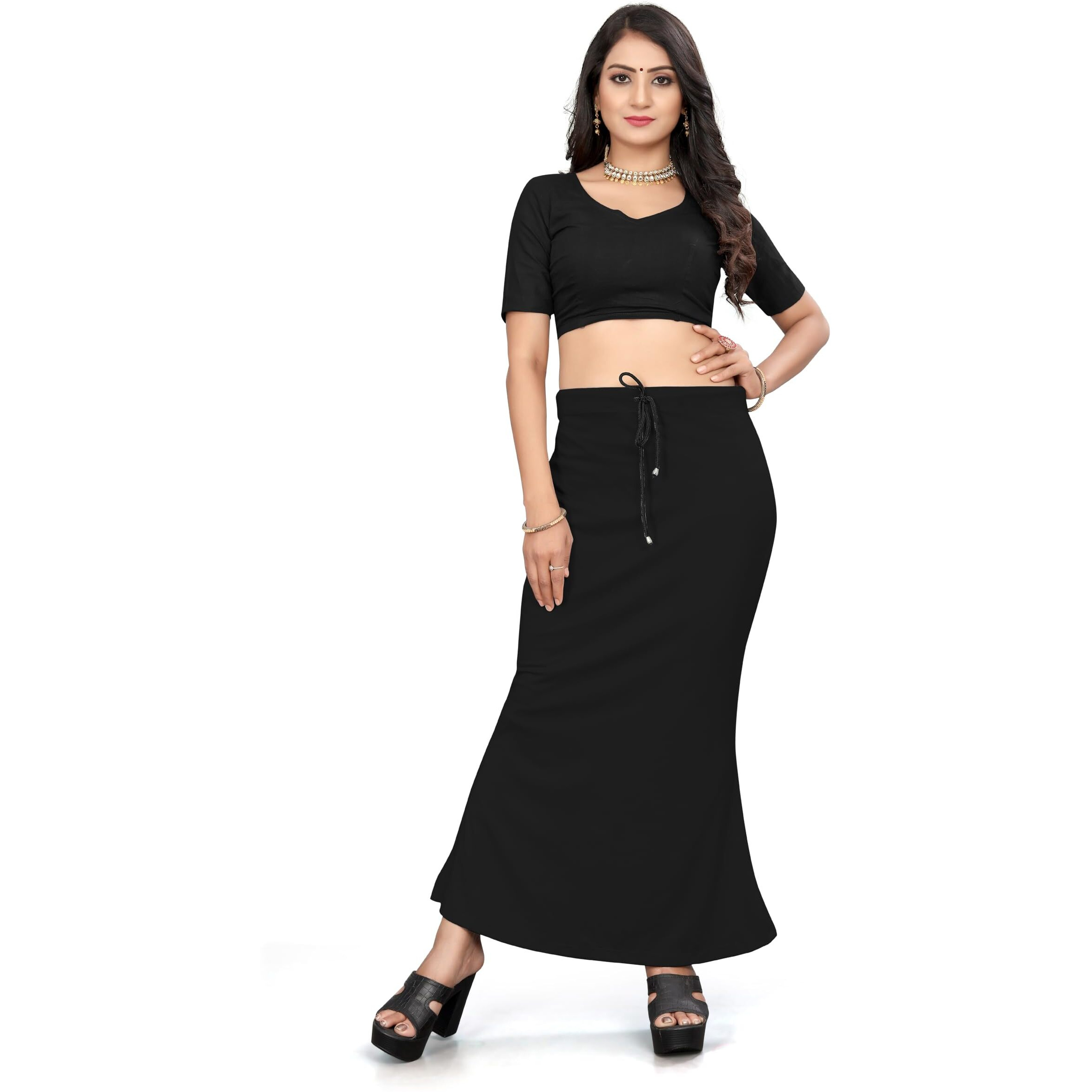 Yashika Present Lycra Saree Shapewear Petticoat for Women||Straight Fit Petticoat Saree Silhouette Shape Wear Dress for Saree|| AZ-YS-OG-Shaper Black-XL