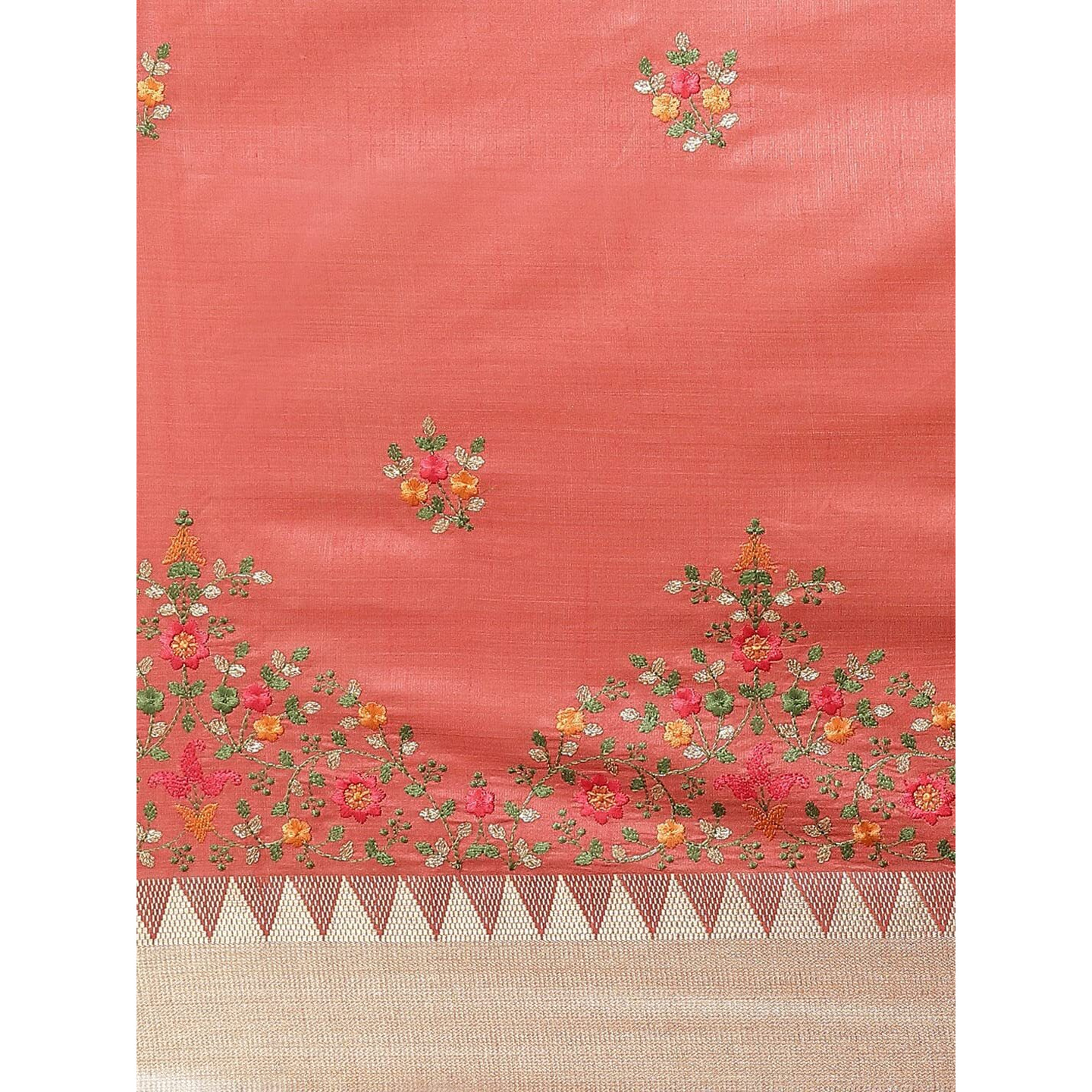 arriva fab Womens Kasavu Cotton Blend Saree With Blouse Piece (Riva1701__Red)