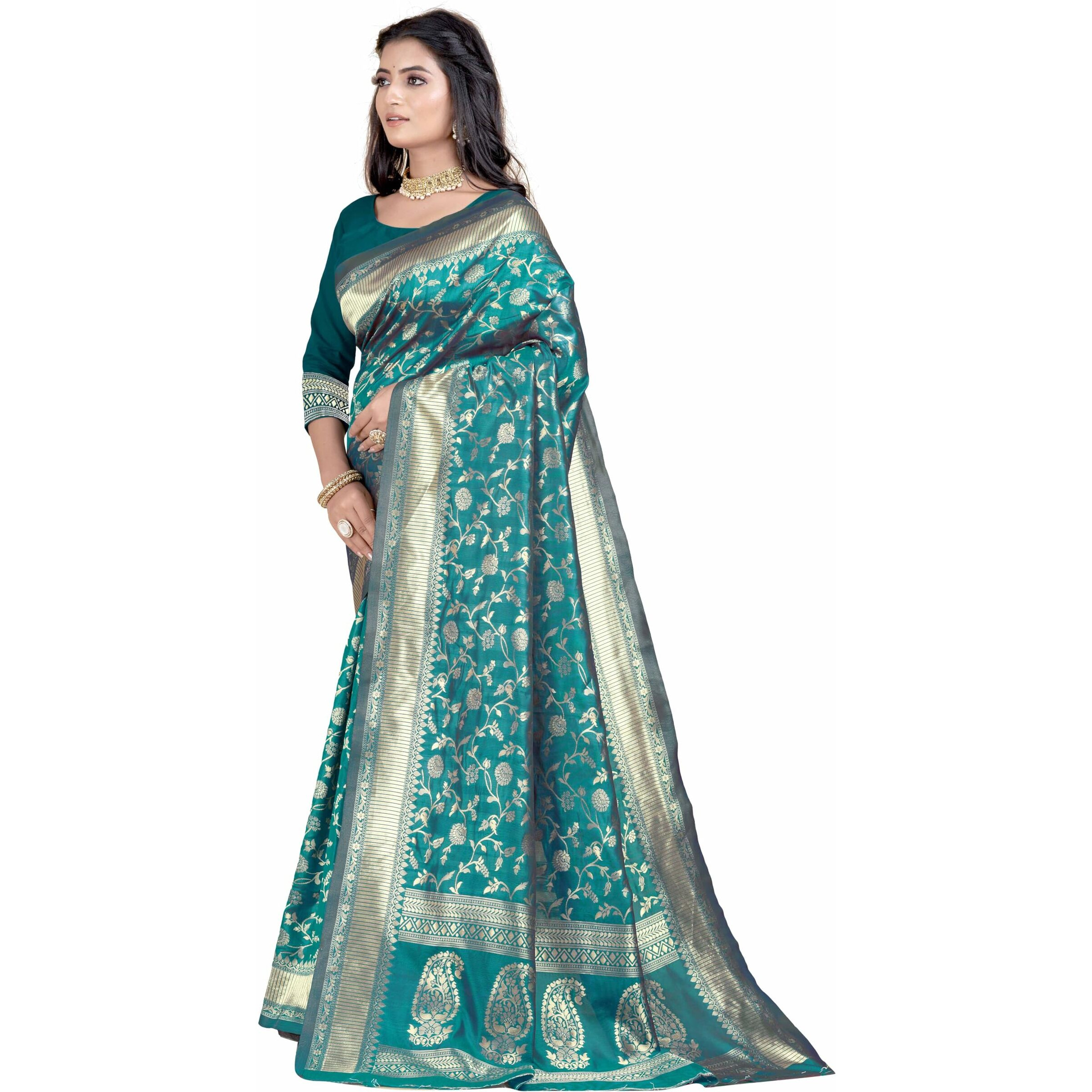 Sugathari Womens Banarasi Saree Pure Kanjivaram Silk Saree Soft new ladies 2023 Design Wear Pattu Sarees Latest Party Sari collections With Blouse Piece for Wedding sadi (SAN PARI-182 RAMA)
