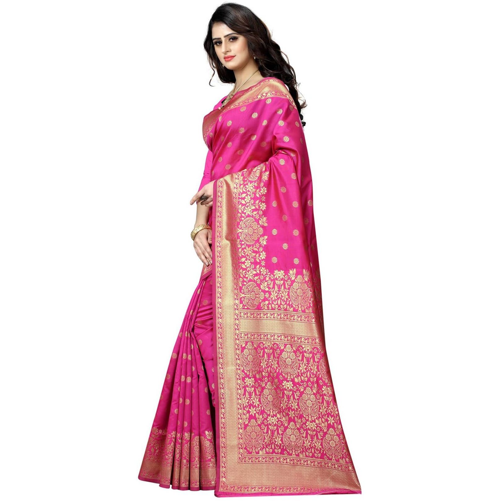Sugathari Womens Banarasi Saree Pure Kanjivaram Silk Saree Soft new ladies 2023 Design Wear Pattu Sarees Latest Cotton Party Sari collections With Blouse Piece for Wedding sadi (SAM PARI-100 RANI)