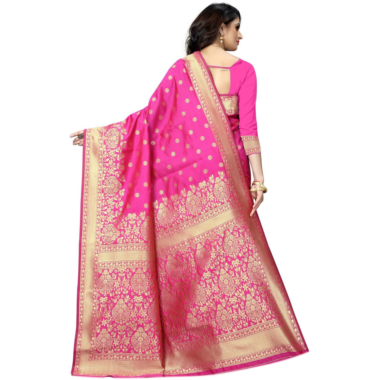 Sugathari Womens Banarasi Saree Pure Kanjivaram Silk Saree Soft new ladies 2023 Design Wear Pattu Sarees Latest Cotton Party Sari collections With Blouse Piece for Wedding sadi (SAM PARI-100 RANI)