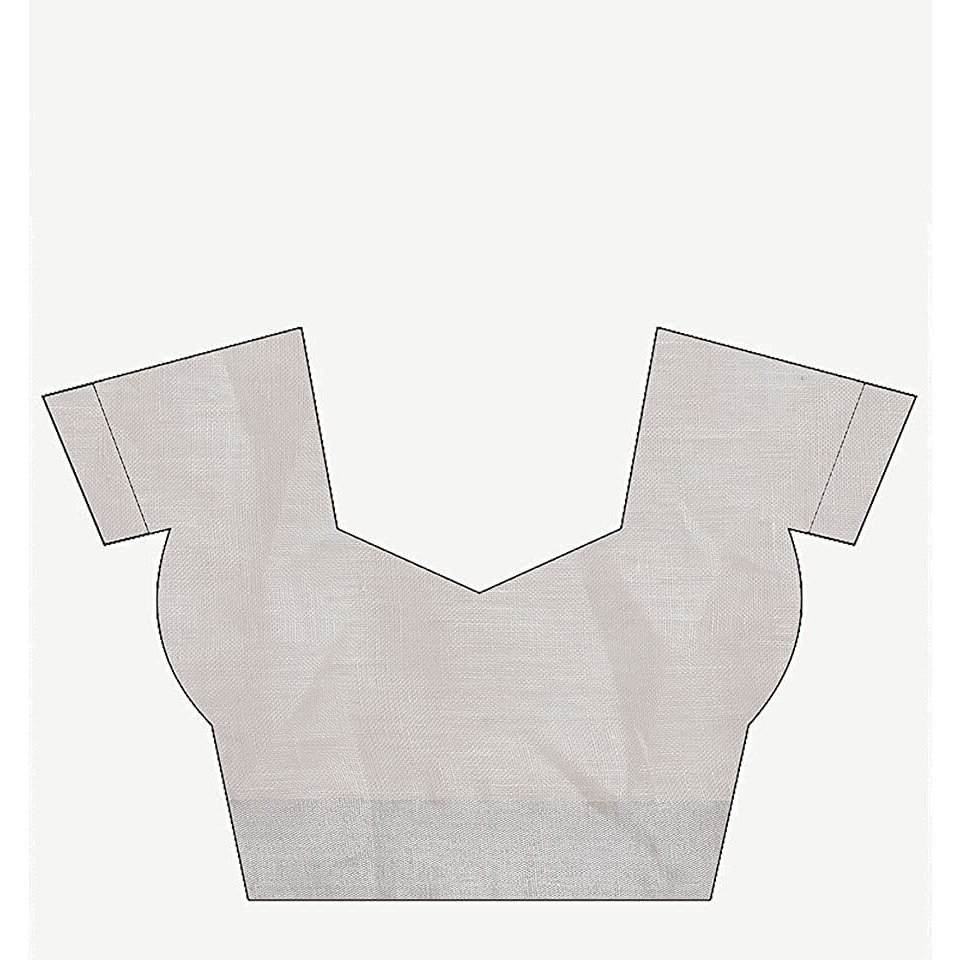 STB-SILK TEXTILES BHAGALPUR Womens Bhagalpuri Linen Saree With Blouse Piece (CTS-04_White)