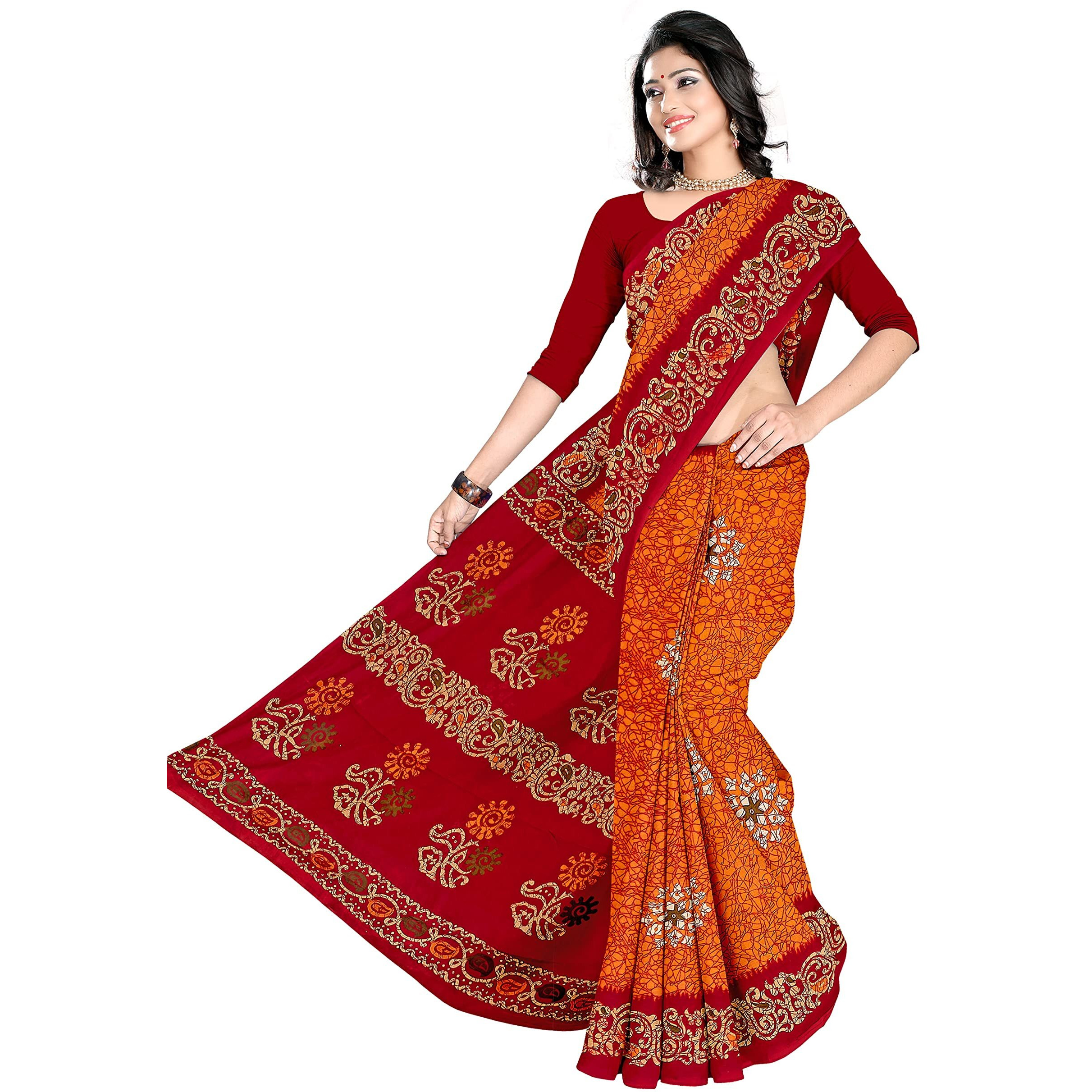 TAMAIRA FASHION Womens Plain Weave Pure Cotton Saree Without Blouse Piece(AB36_Mustard yellow)