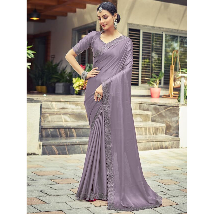 Satrani Womens Silk Saree (3431S291N_Dull Light Purple)