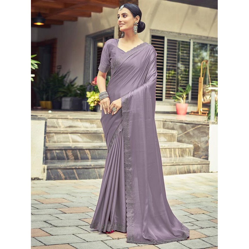 Satrani Womens Silk Saree (3431S291N_Dull Light Purple)
