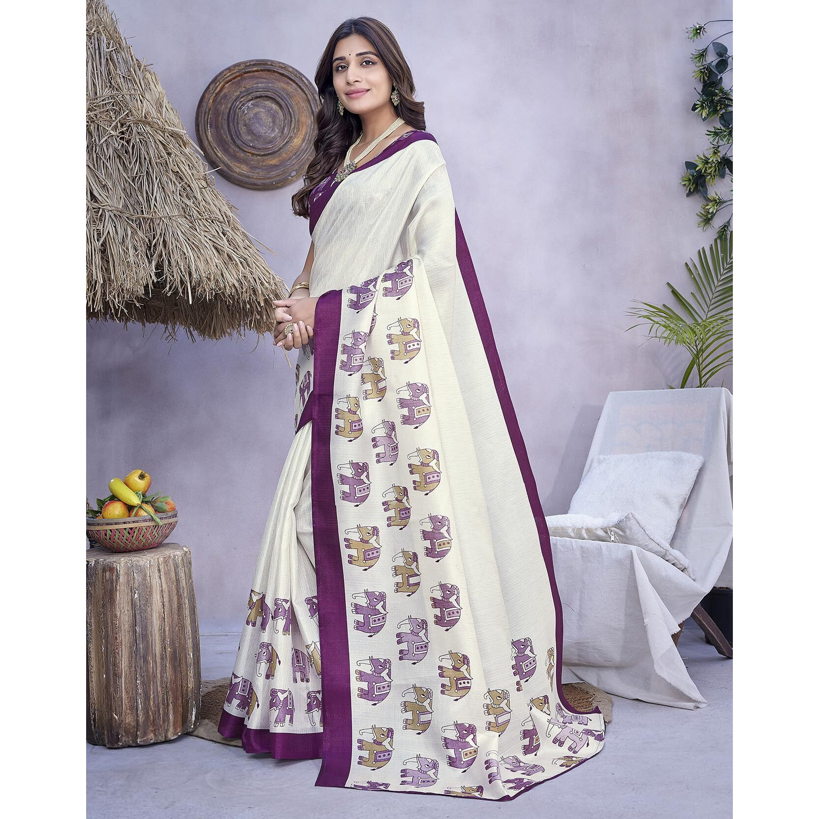 Priyashi Plain Art Silk Saree for Womens (AZ-PY-P3-SANVI Purple