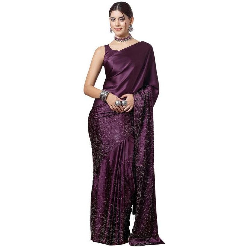 Satrani Womens Silk Blend Saree (3111S415N_Wine)