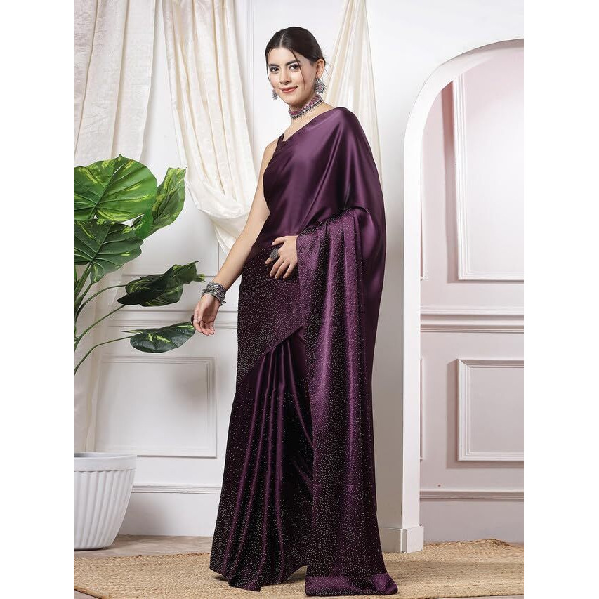 Satrani Womens Silk Blend Saree (3111S415N_Wine)
