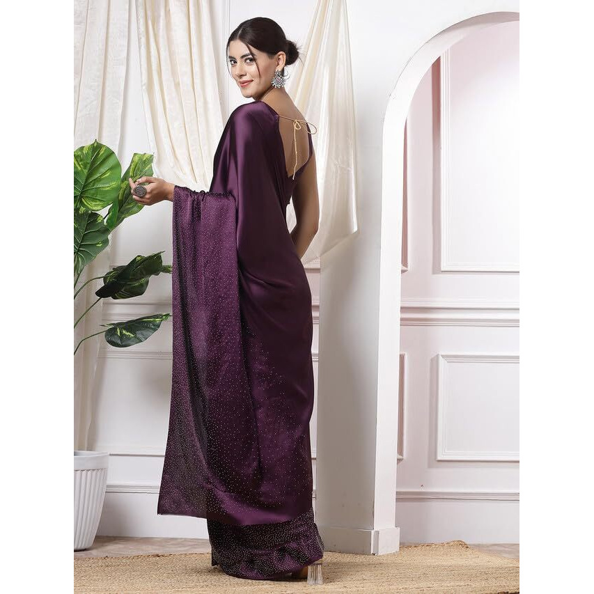 Satrani Womens Silk Blend Saree (3111S415N_Wine)