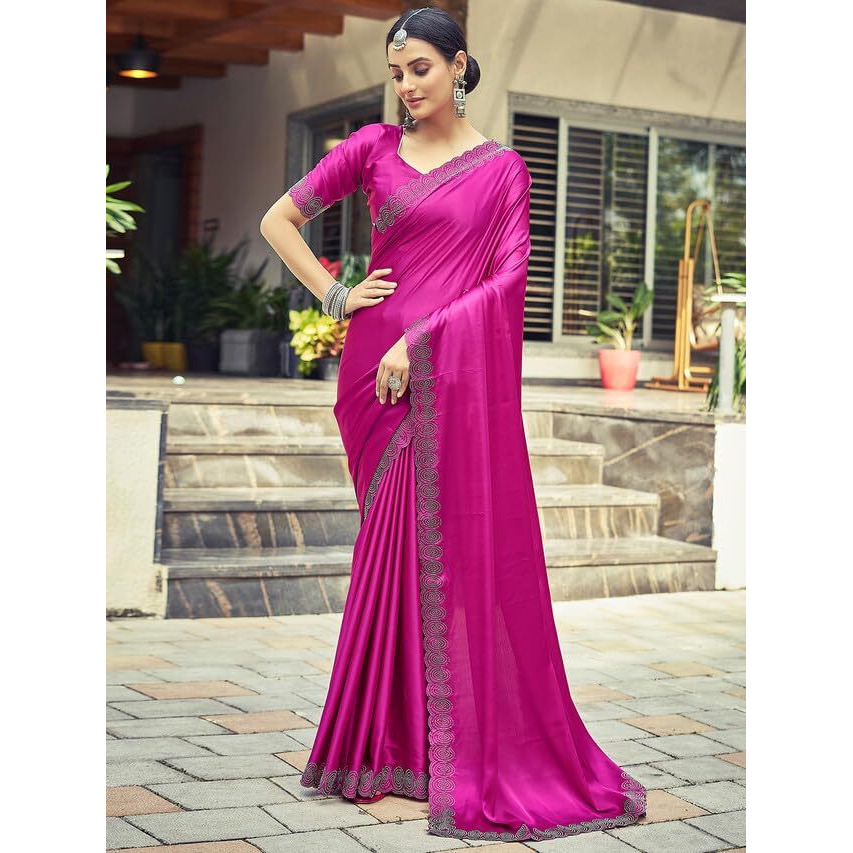 Satrani Womens Silk Saree (3431S282N_Pink)
