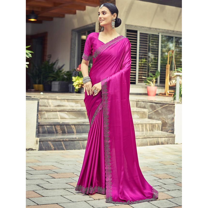 Satrani Womens Silk Saree (3431S282N_Pink)
