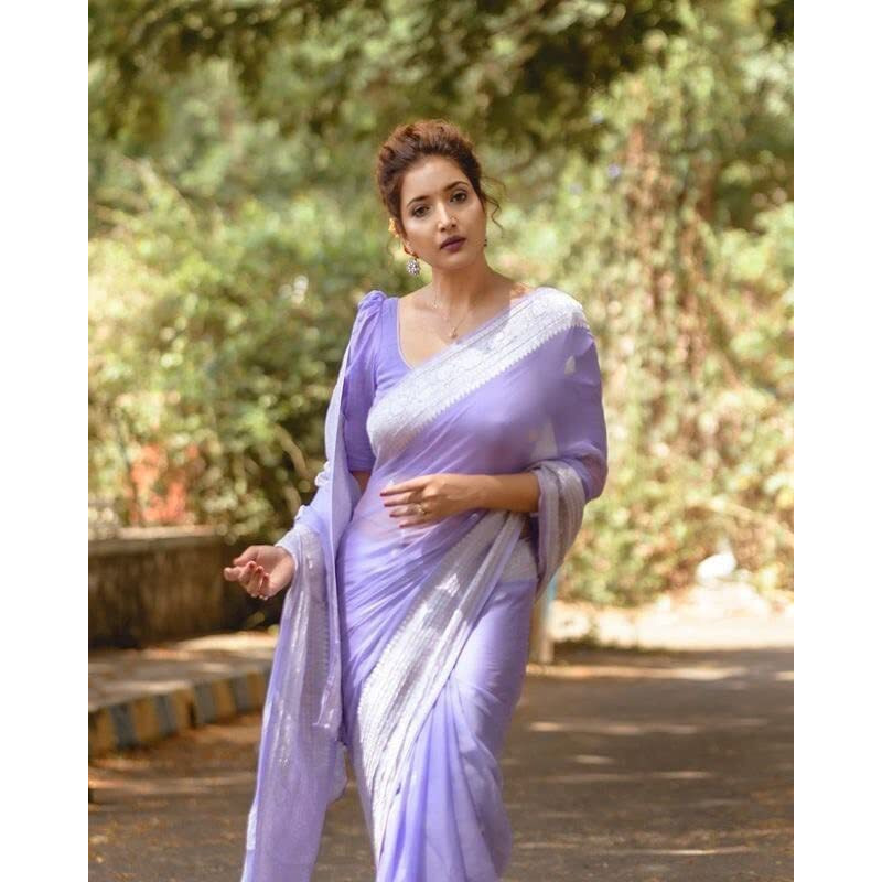 C J Enterprise Womens Banarasi Pure Kanjivaram Silk Saree Cotton Spun Saree for Wedding Soft Design Wear Pattu Sarees Latest Sari With Blouse Piece sadi new ladies Party 2024 (Fatima) (Lavender)