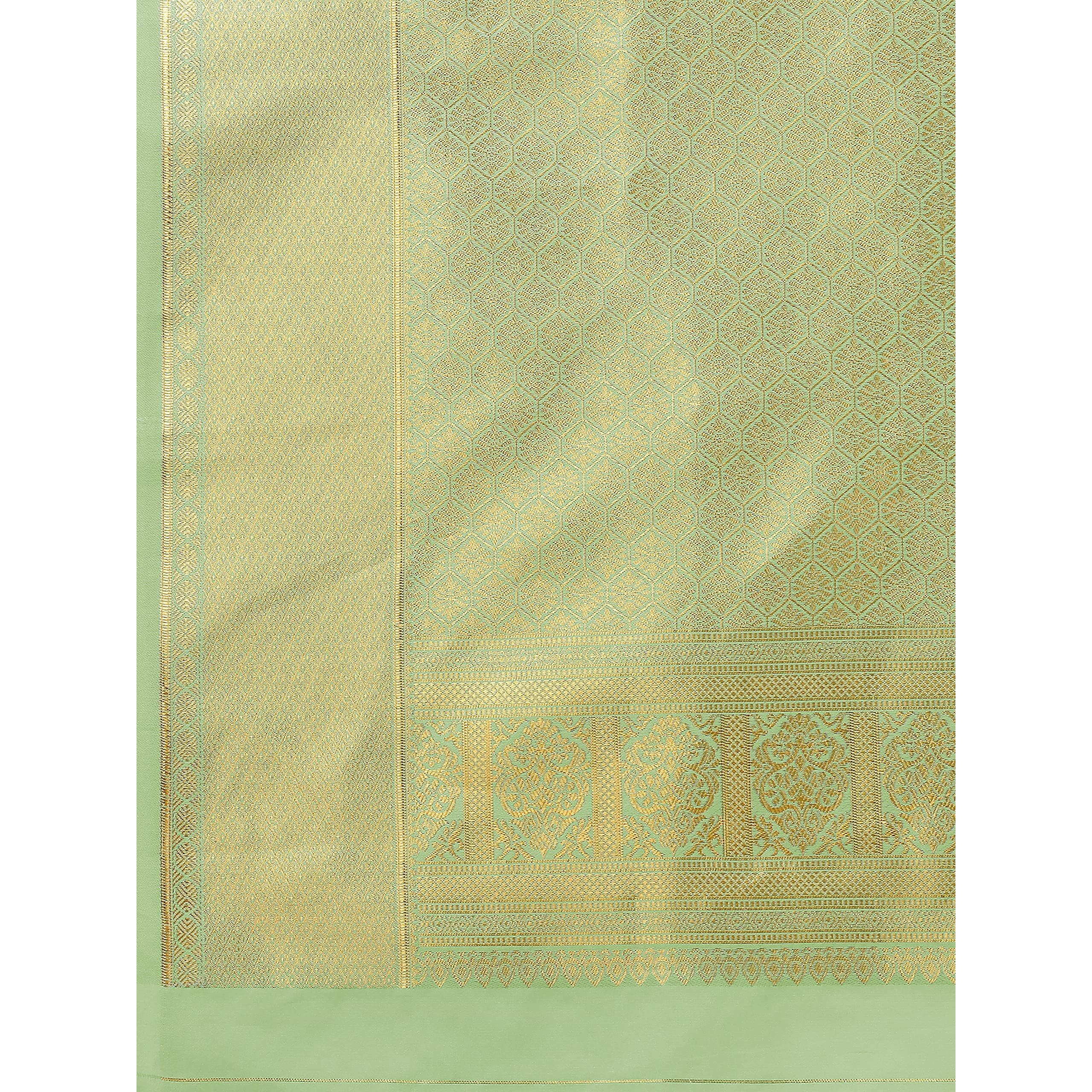 Jaanvi fashion Womens Banarsi Silk With Zari Jacquard Work Saree With Blouse Piece(prashanti-green)
