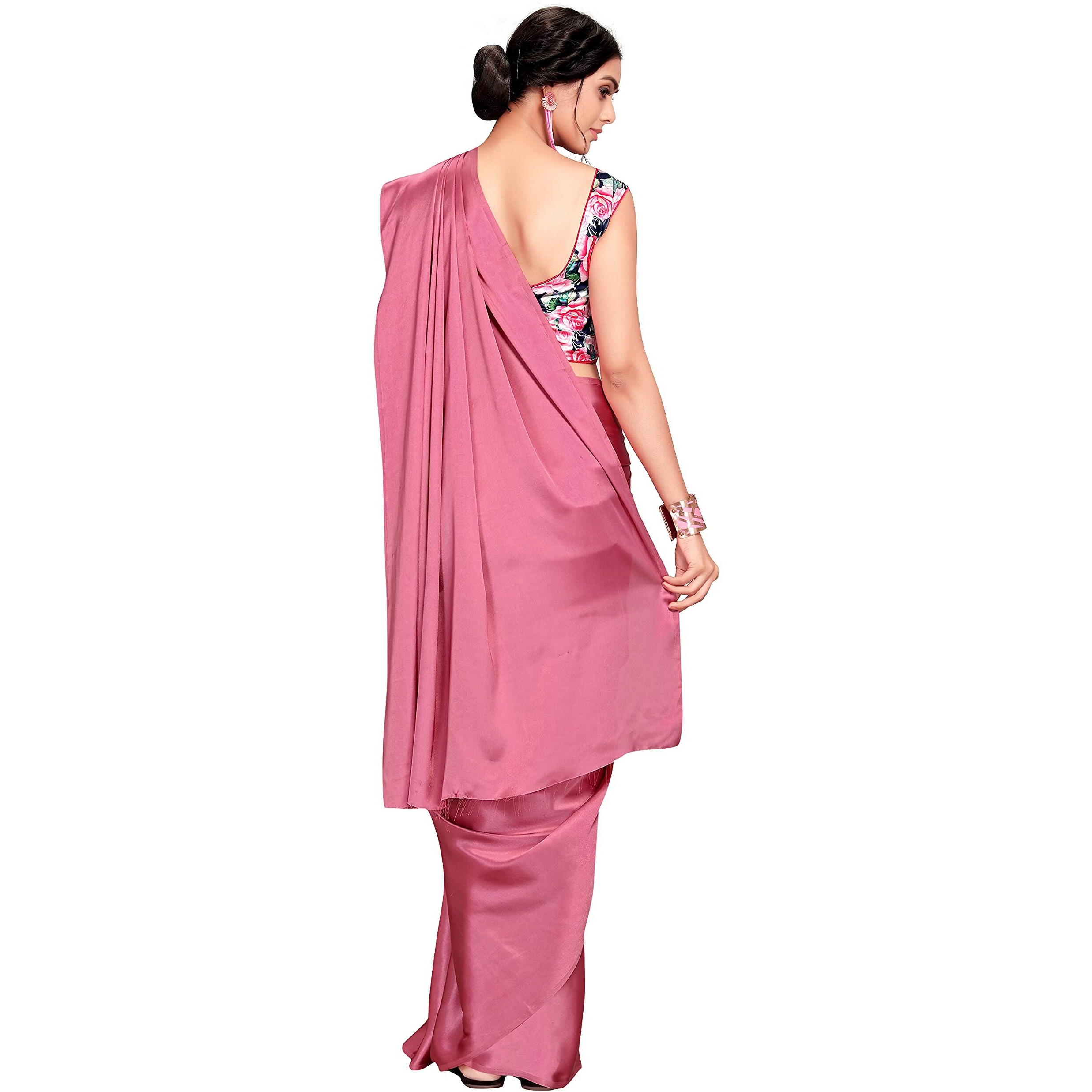 Floresta Fashion Womens Kanchipuram Satin Saree With Blouse Piece (Harvi-Satin-01_Pink)