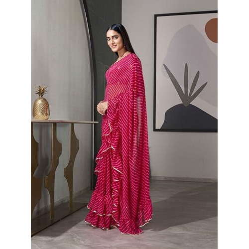 Womanista Womens Leheriya Poly Georgette Saree (TI5103A_Pink)
