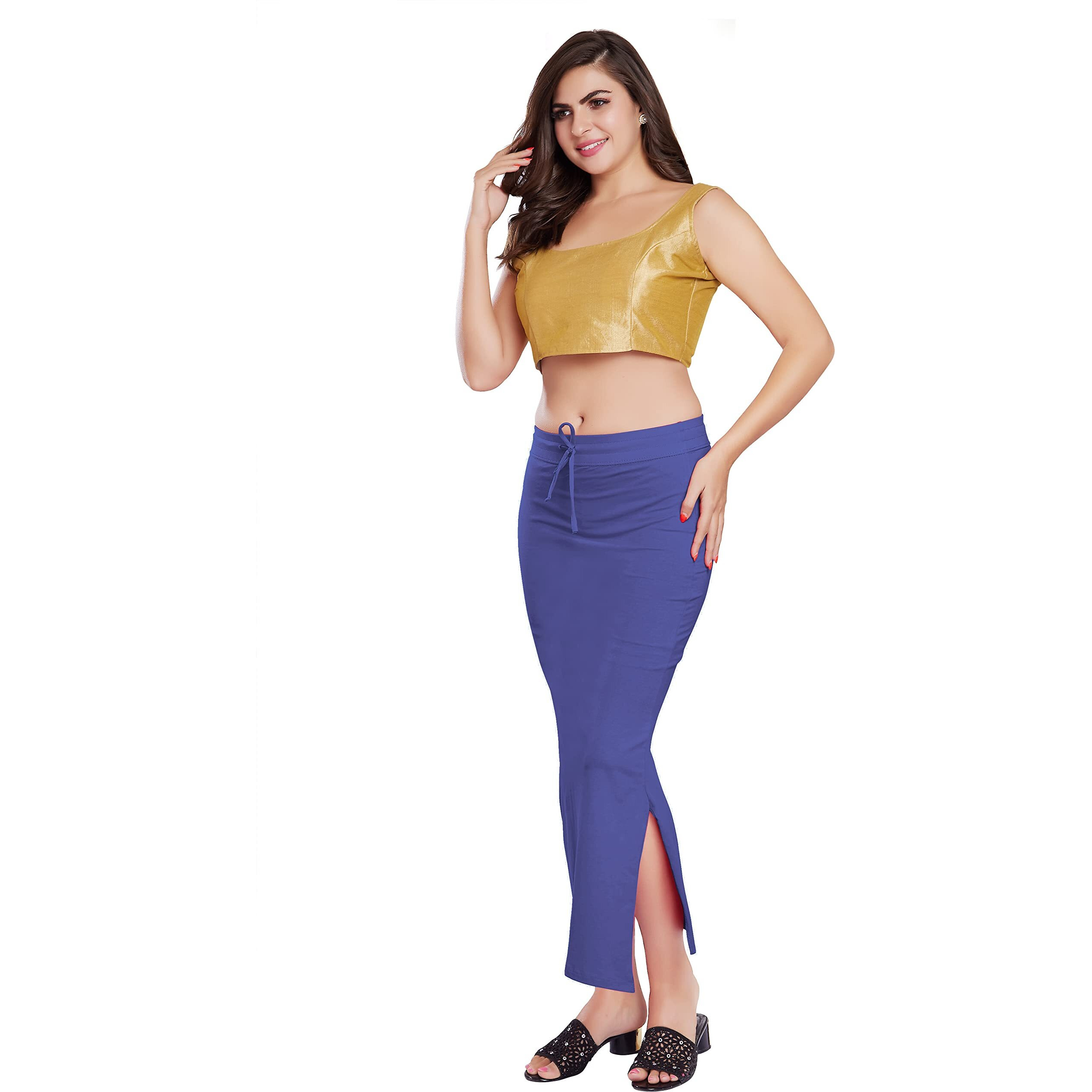RANI SAAHIBA Womens Stretchy Slim Fishcut Petticoat Cotton Saree Shapewear(SHP55_2XL/3XL_Violet)