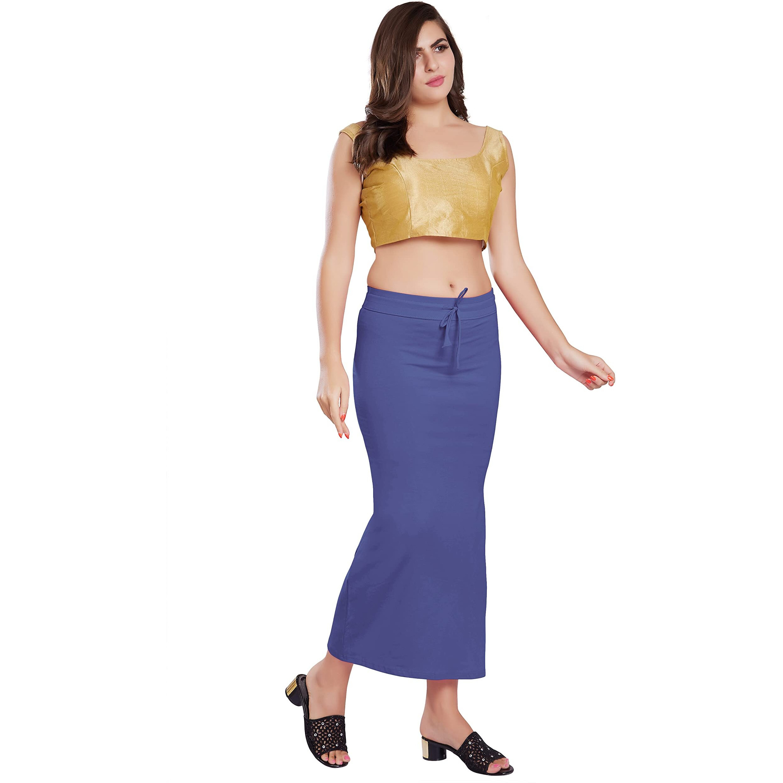 RANI SAAHIBA Womens Stretchy Slim Fishcut Petticoat Cotton Saree Shapewear(SHP55_2XL/3XL_Violet)