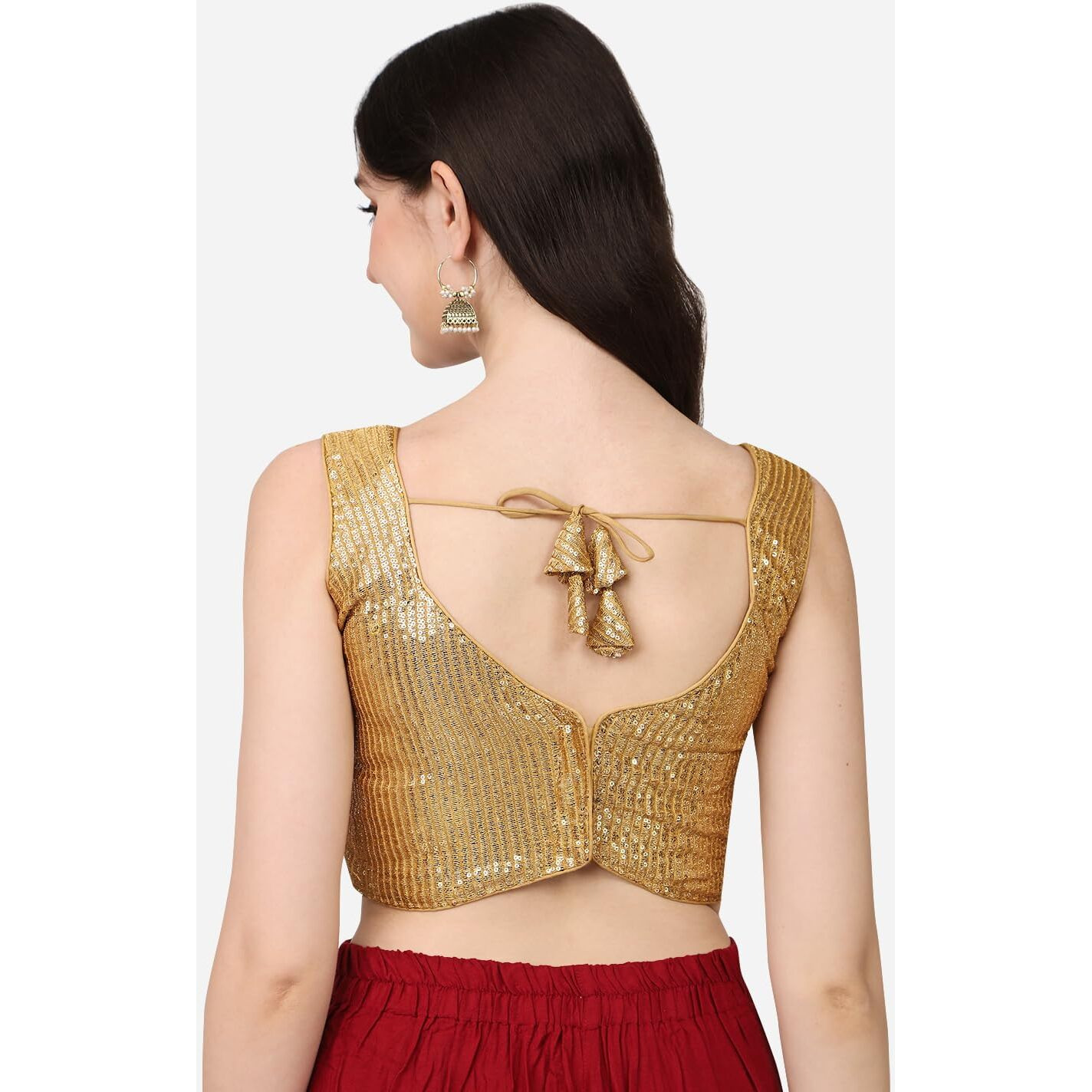 SumairaTex Womens Silk Blend Sleeveless Regular Fit (Sequin-3 Blouse Gold M 38)