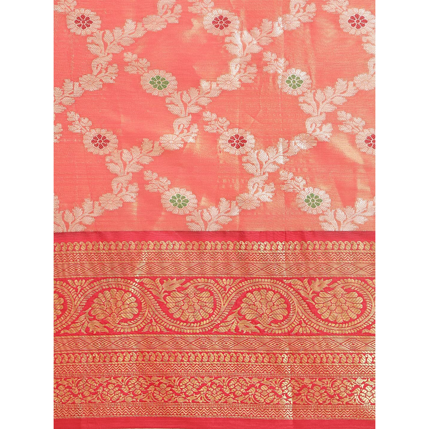 EthnicJunction Womens Banarasi Silk Blend Woven Saree With Unstitched Blouse Piece (EJ7064-Upasana-Orange_Orange)
