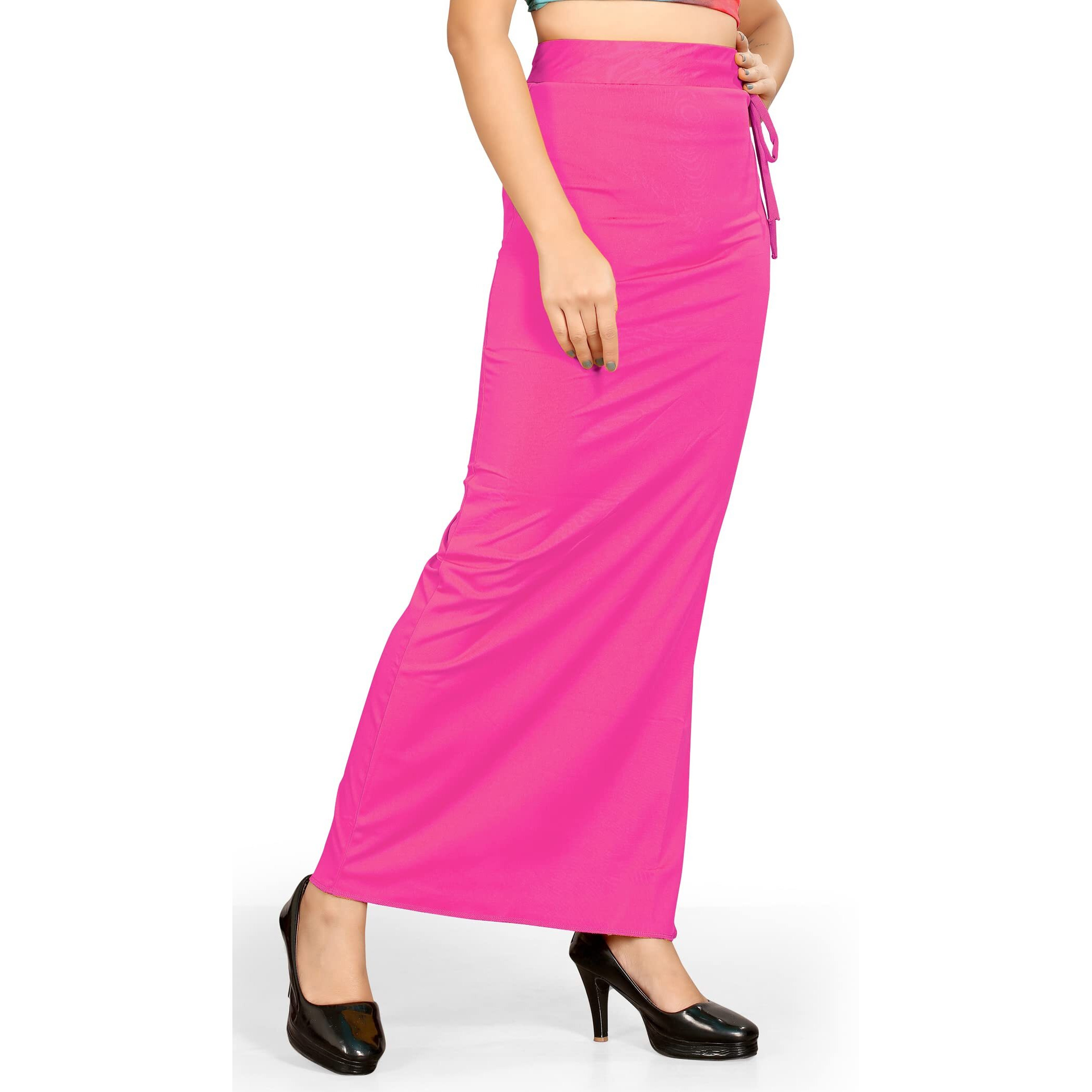 Shasmi Women Solid Saree Shapewear (Soft Shapewear) (XL, Drak Pink)
