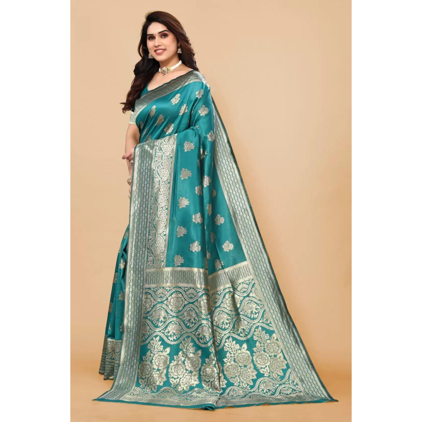 Sugathari Womens Banarasi Saree Pure Kanjivaram Silk Saree Soft new ladies 2023 Design Wear Pattu Sarees Latest Cotton Party Sari collections With Blouse Piece for Wedding sadi (PARI 63 RAMA)