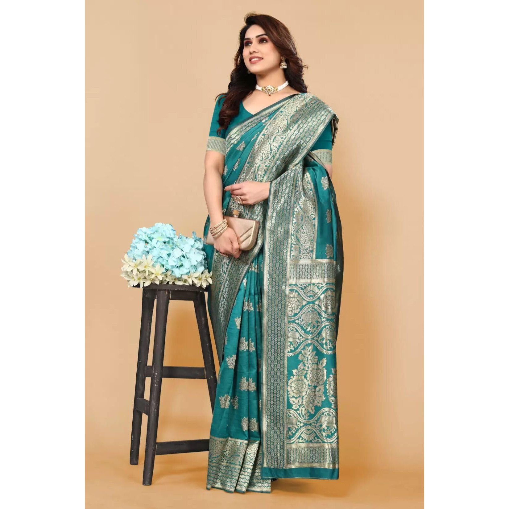 Sugathari Womens Banarasi Saree Pure Kanjivaram Silk Saree Soft new ladies 2023 Design Wear Pattu Sarees Latest Cotton Party Sari collections With Blouse Piece for Wedding sadi (PARI 63 RAMA)