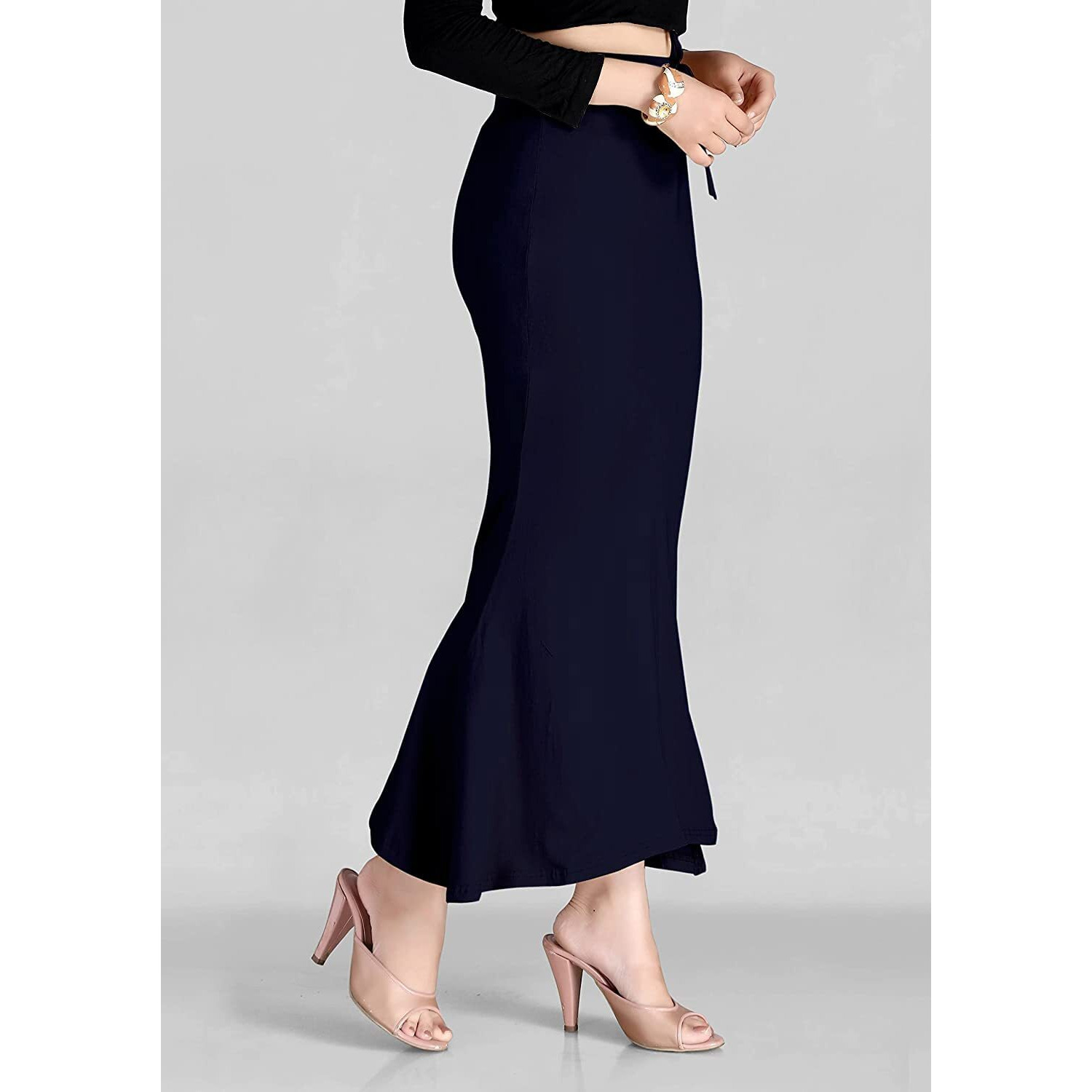 DHRUVI TRENDZ Women Lycra Patticoat Regular Fit Readymade Patticoat (DT_PT-4_Blue_M)