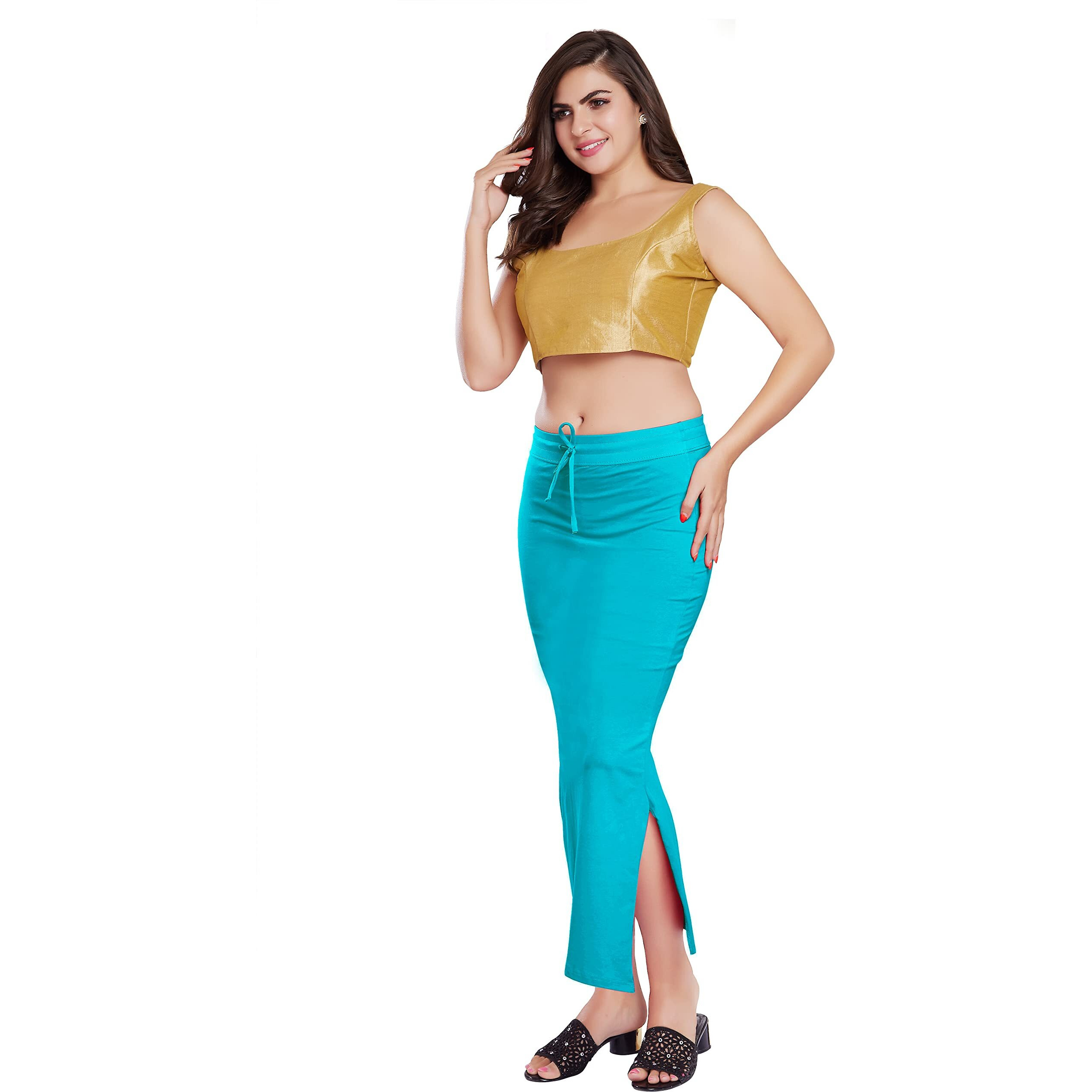 RANI SAAHIBA Womens Stretchy Slim Fishcut Petticoat Cotton Saree Shapewear(SHP35_2XL/3XL_Lt. Mint)