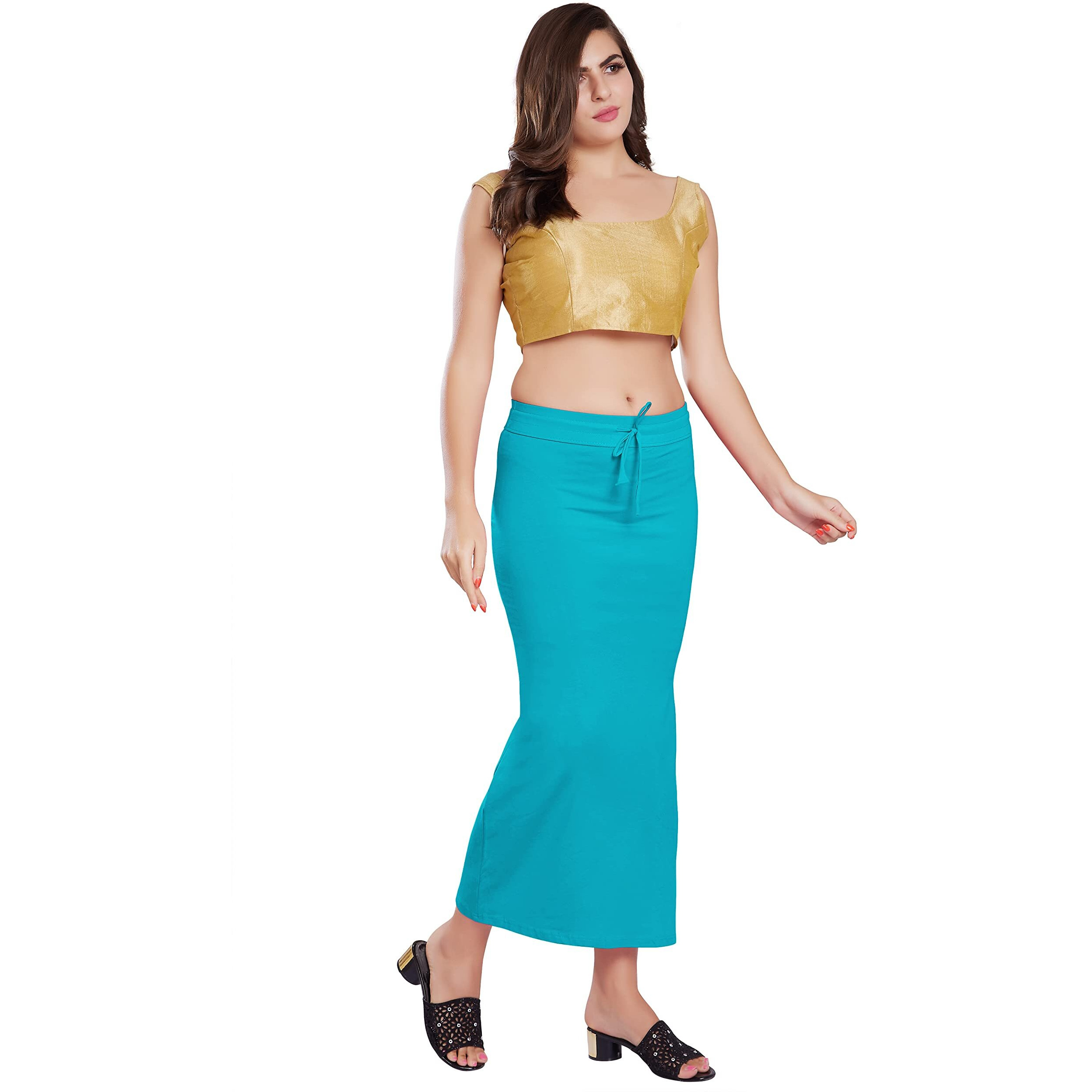 RANI SAAHIBA Womens Stretchy Slim Fishcut Petticoat Cotton Saree Shapewear(SHP35_2XL/3XL_Lt. Mint)