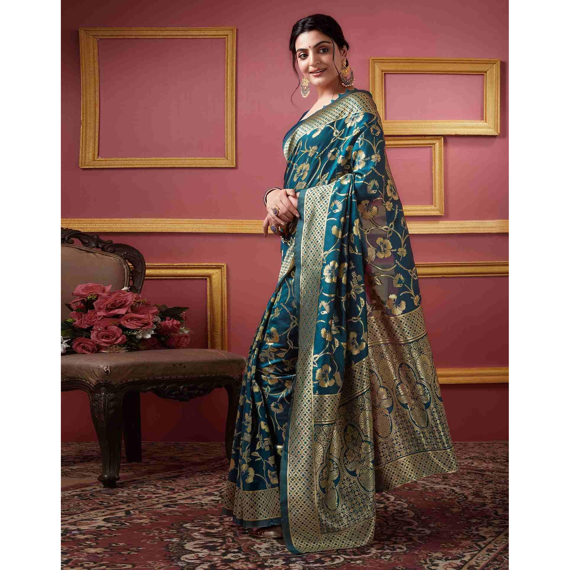 Sugathari Womens Banarasi Saree Pure Kanjivaram Silk Saree Soft new ladies 2023 Design Wear Pattu Sarees Latest Party Sari collections With Blouse Piece for Wedding sadi (SAN PARI-187 RAMA)