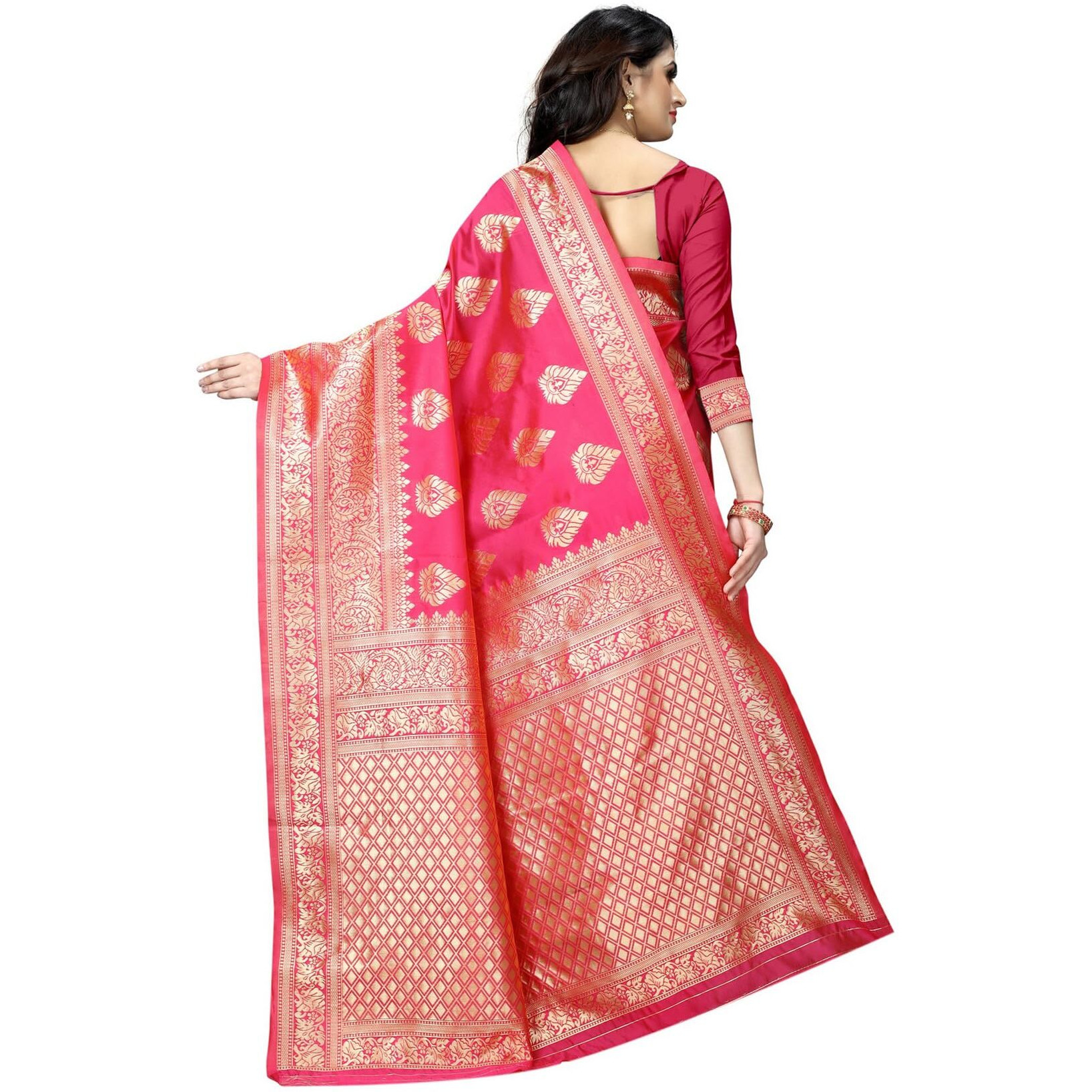 Sugathari Womens Banarasi Saree Pure Kanjivaram Silk Saree Soft new ladies 2023 Design Wear Pattu Sarees Latest Cotton Party Sari collections With Blouse Piece for Wedding sadi (SAM PARI-24 GAJRI)